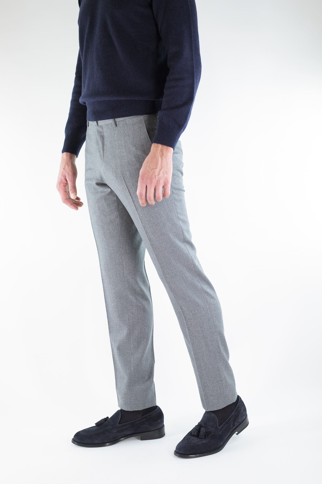 PT Pantaloni Lana Seta Grigio Chiaro