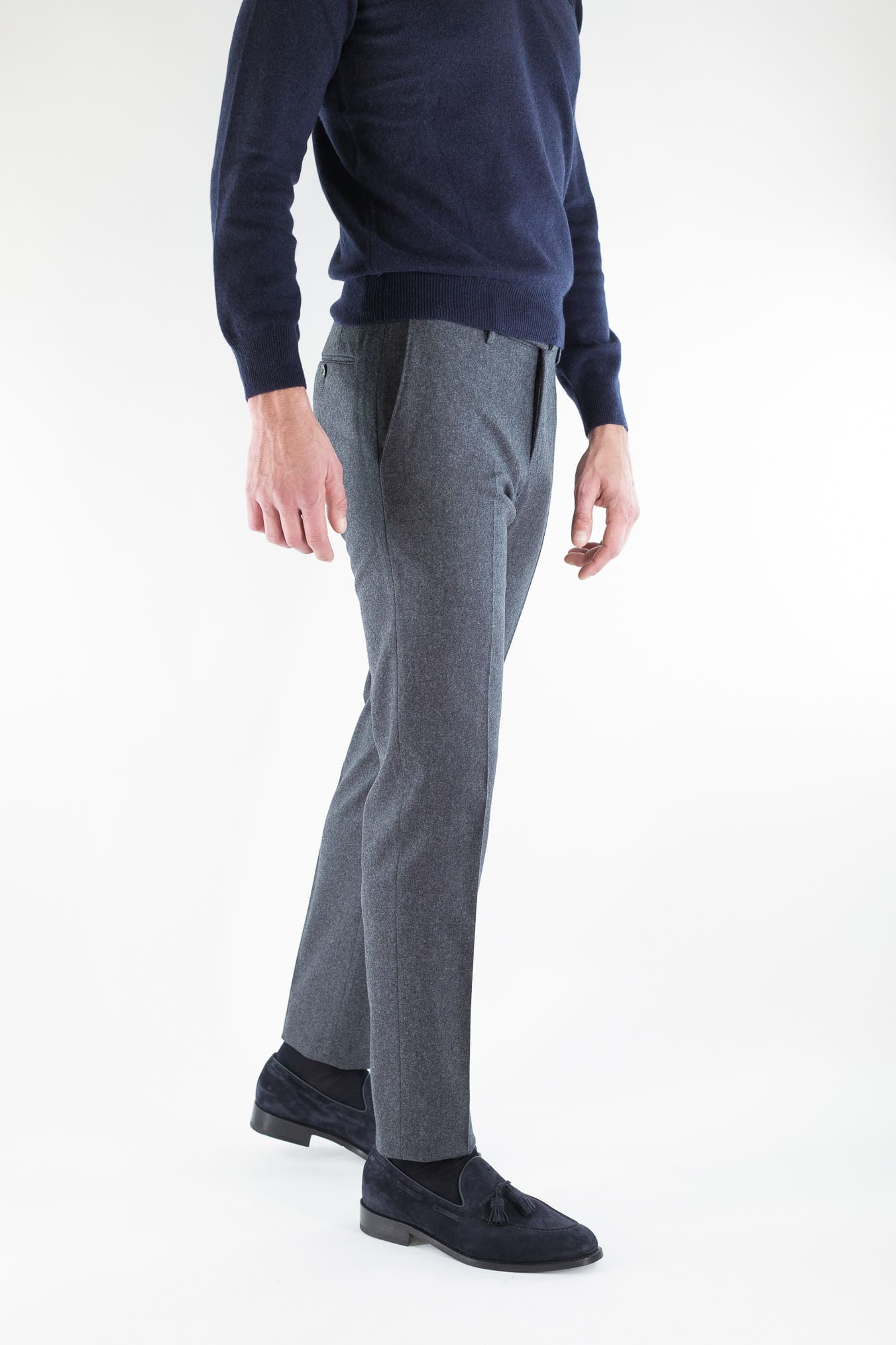 PT Pantaloni Flanella Lana Cashmere Grigio Piombo
