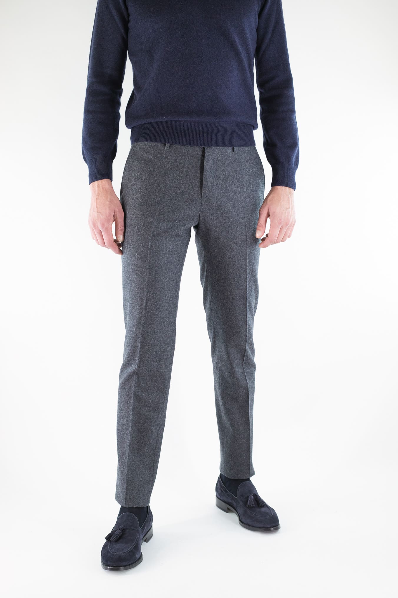 PT Pantaloni Flanella Lana Cashmere Grigio Piombo