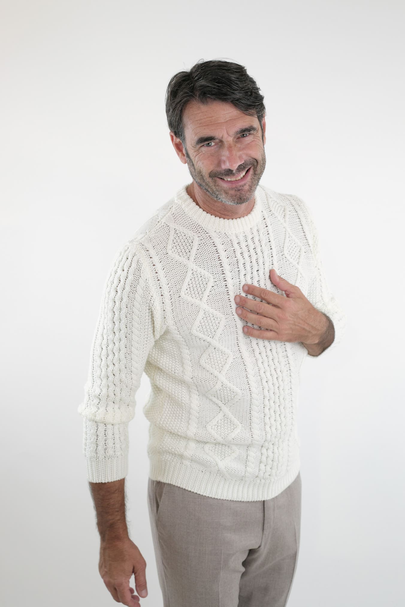 RAKKI' Girocollo "The King of Cool" Bianco Lana