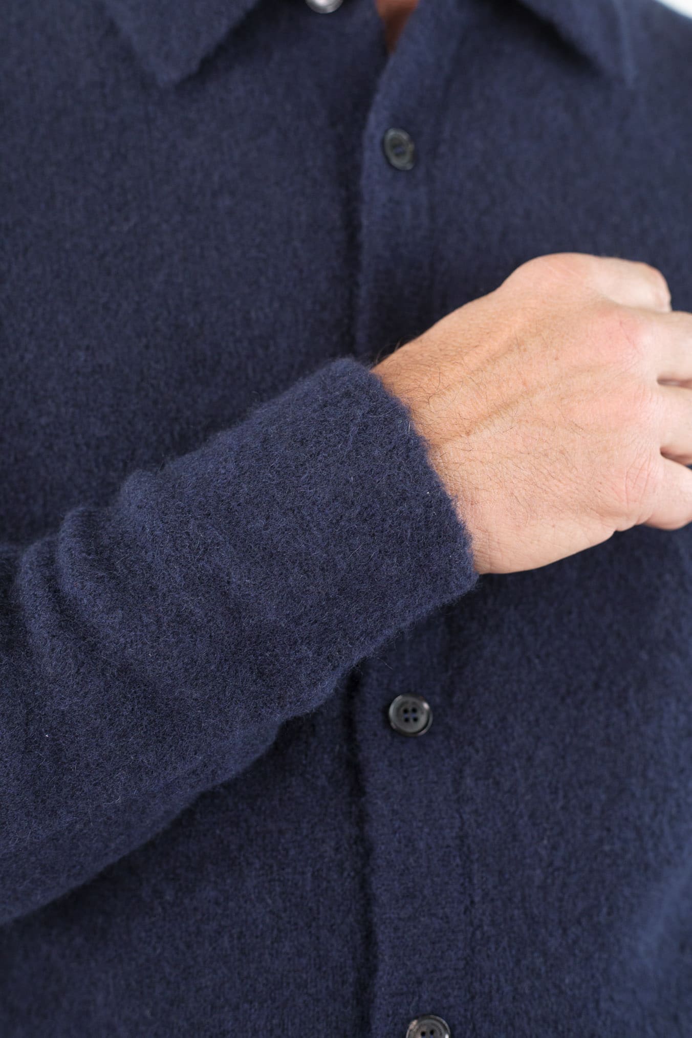 ROBERTO COLLINA Camicia Supersoft Cashmere e Seta Blu Navy