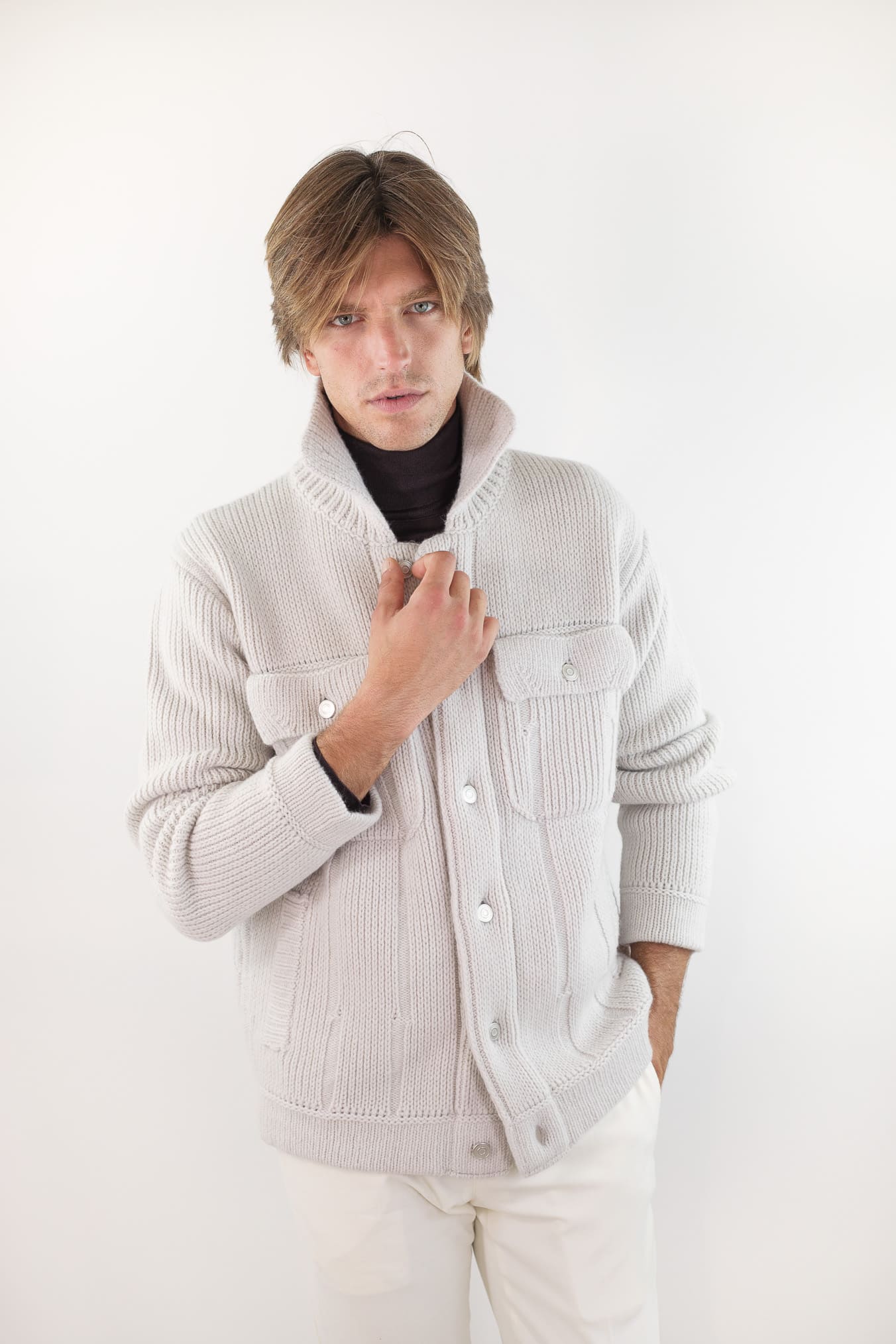 ROBERTO COLLINA Overshirt Lana Cashmere Gesso