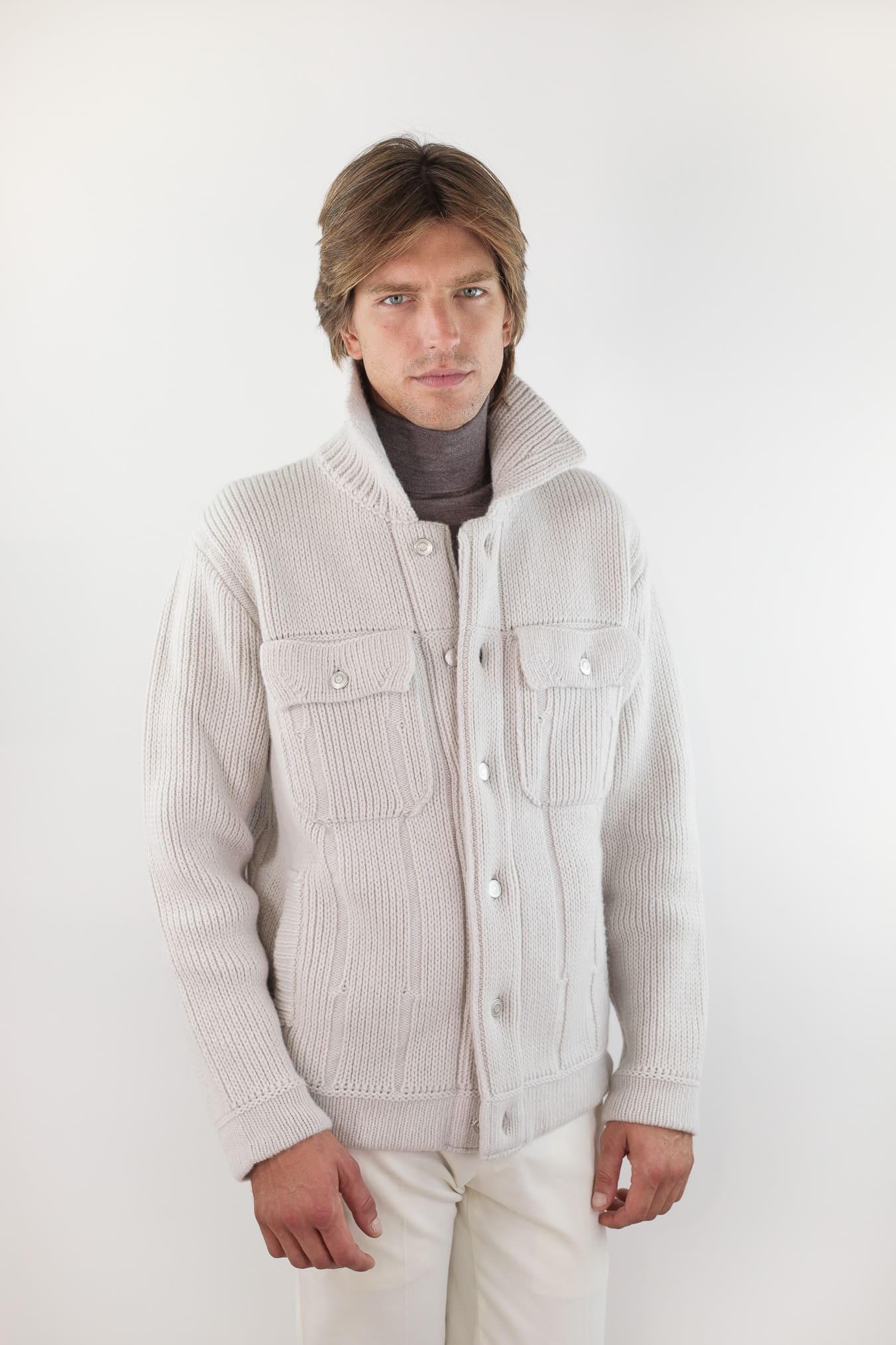 ROBERTO COLLINA Overshirt Lana Cashmere Gesso