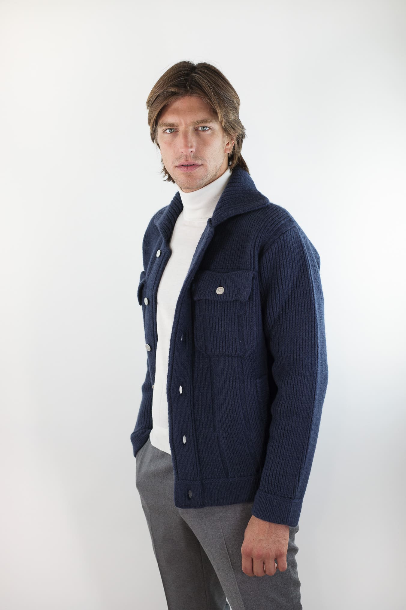 ROBERTO COLLINA Overshirt Lana Cashmere Blu