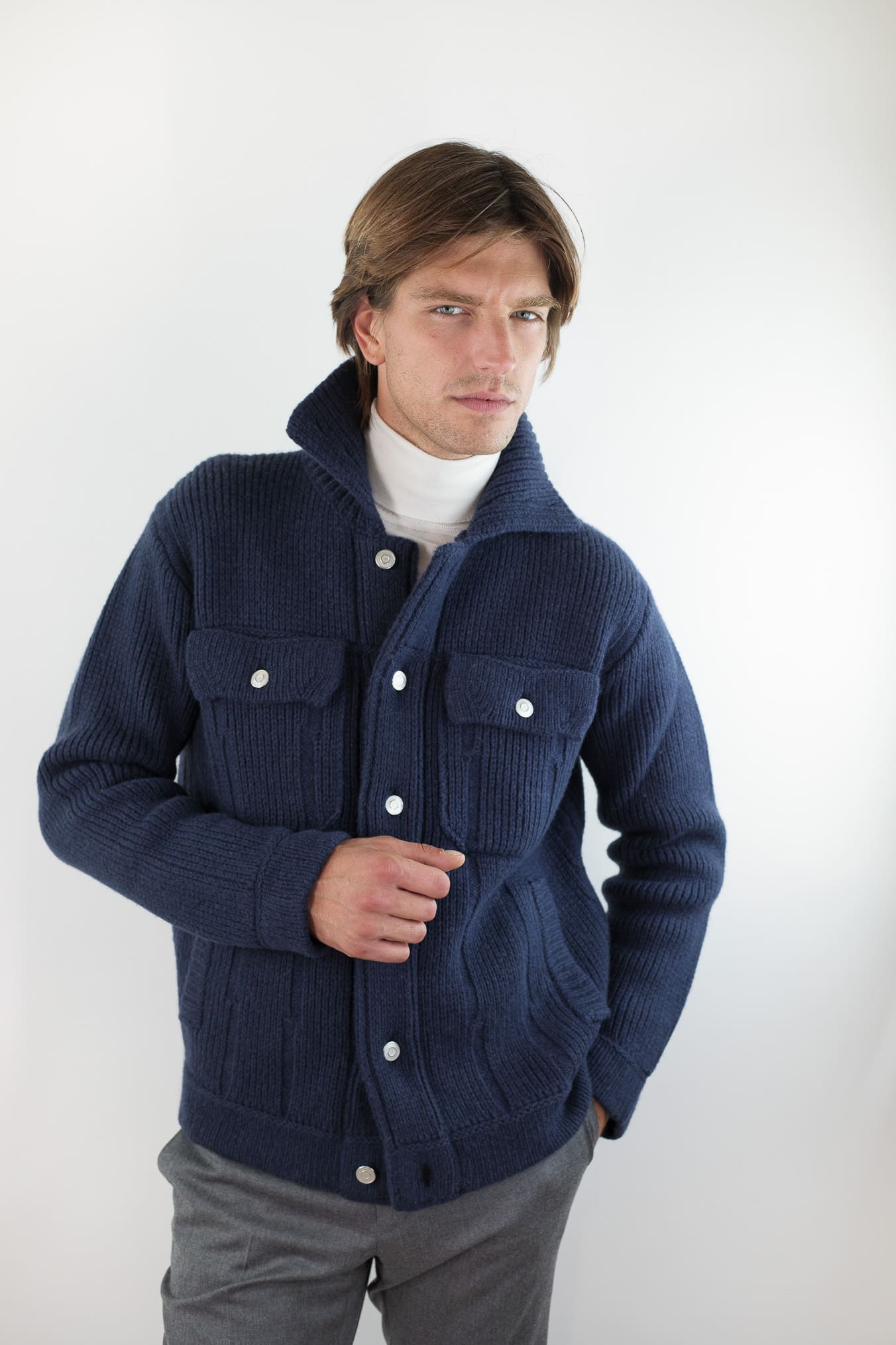 ROBERTO COLLINA Overshirt Lana Cashmere Blu