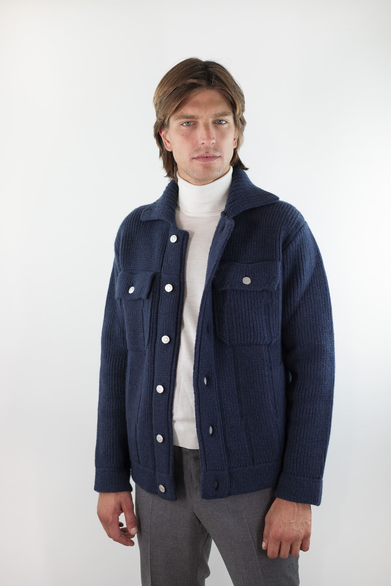 ROBERTO COLLINA Overshirt Lana Cashmere Blu