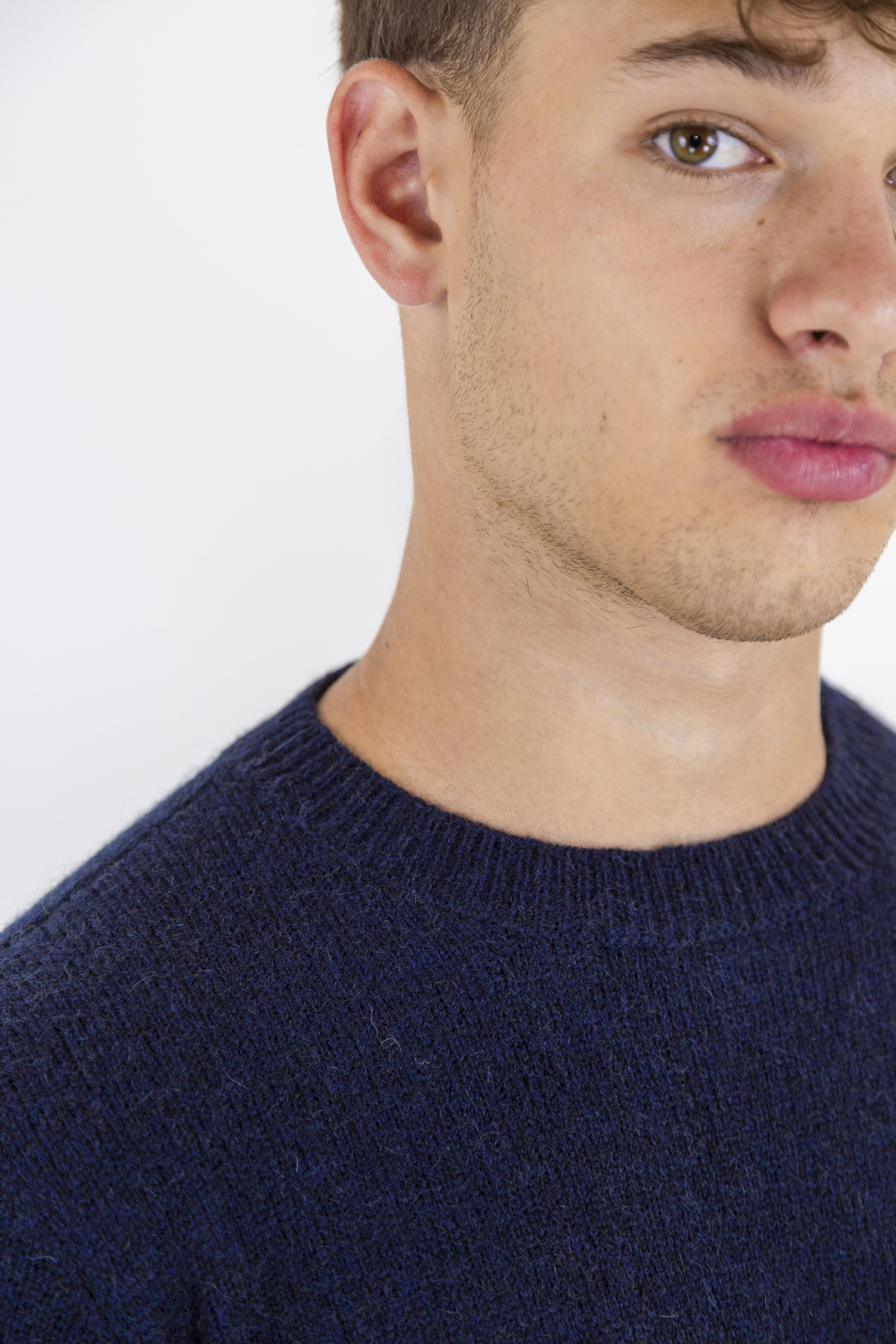 ROBERTO COLLINA Girocollo Merino Baby Camel Blu Navy