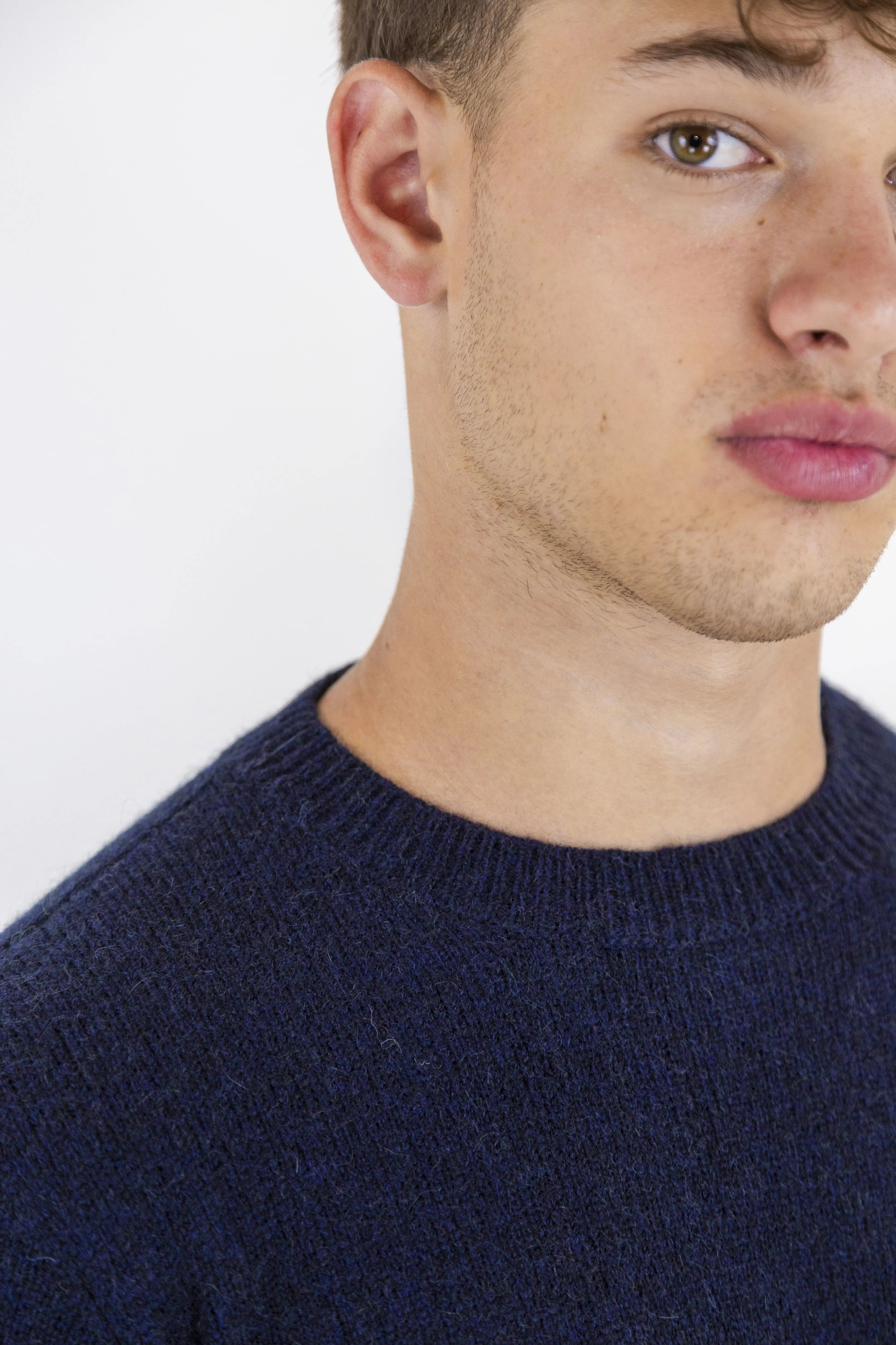 ROBERTO COLLINA Girocollo Merino Baby Camel Blu Navy