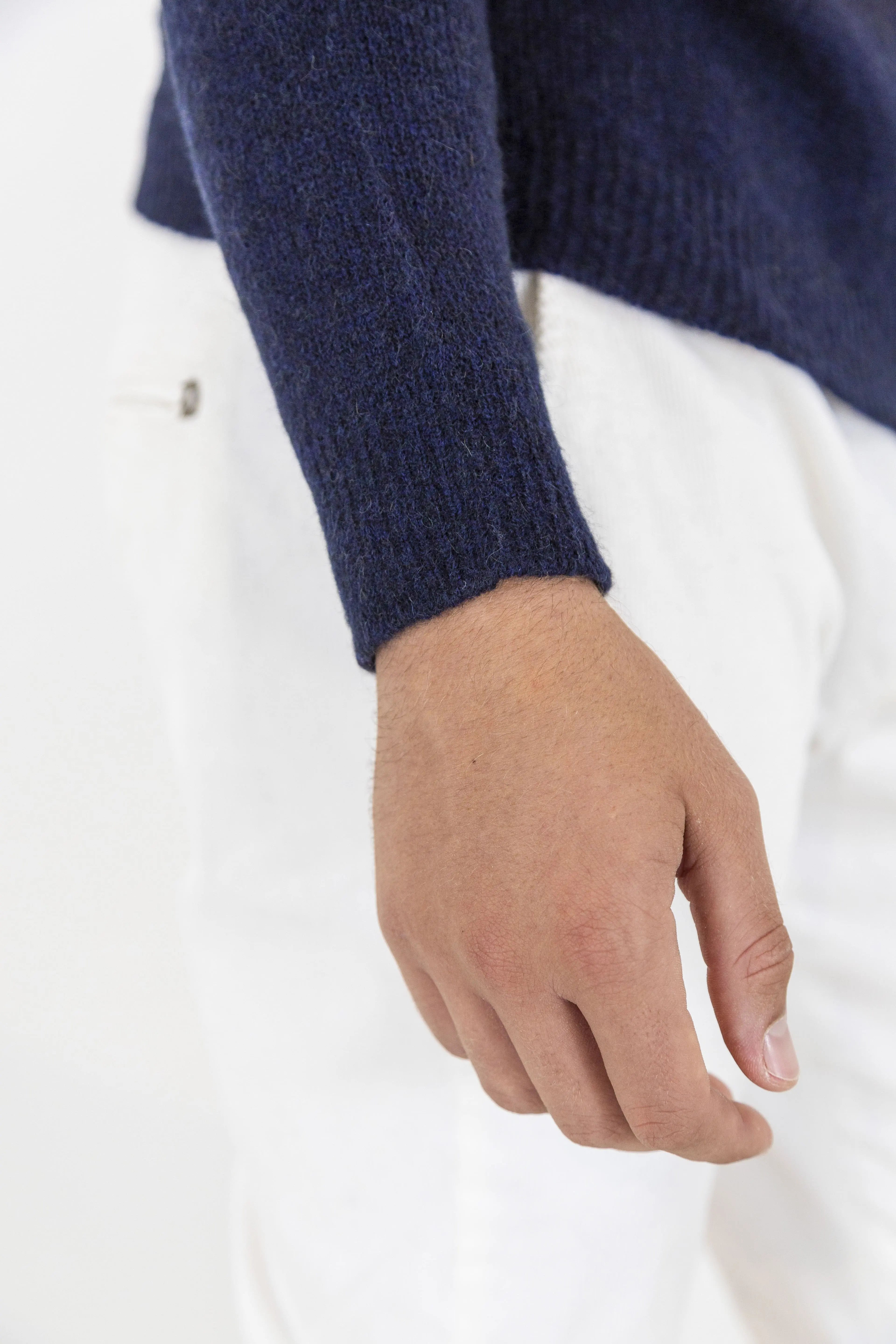 ROBERTO COLLINA Girocollo Merino Baby Camel Blu Navy