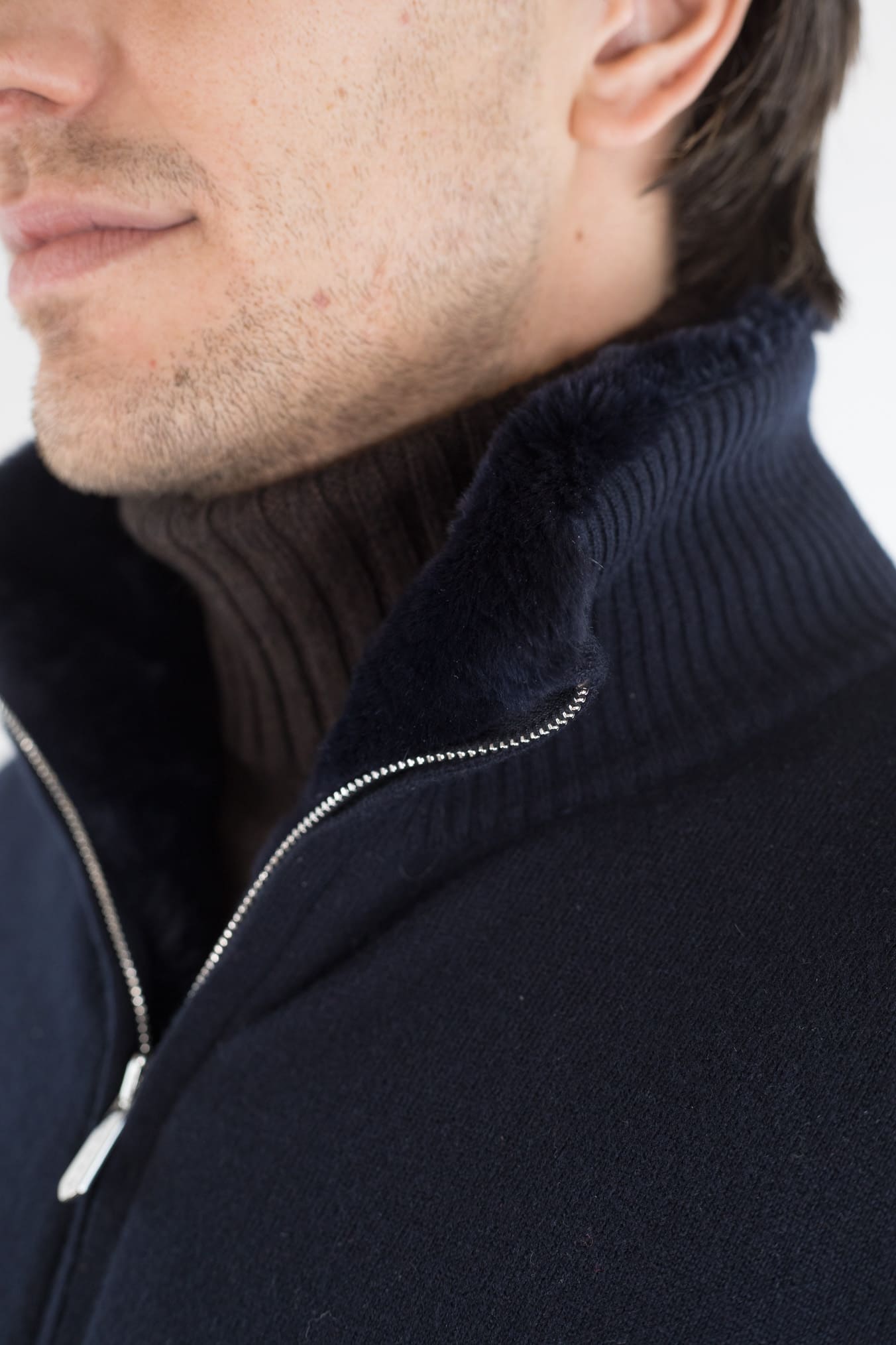 SVEVO PARMA Bomber Maglia Cashmere Castorino Blu