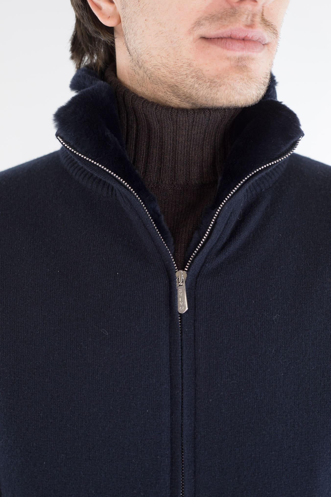 SVEVO PARMA Bomber Maglia Cashmere Castorino Blu