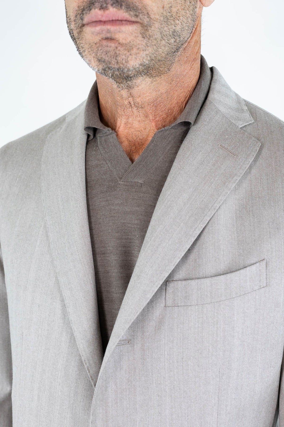 BOGLIOLI Giacca "K-Jacket" Spigata Lana Seta Beige