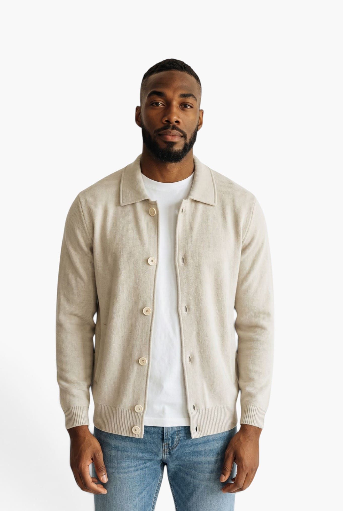 BRAMANI Cardigan Cashmere Collo Camicia Beige