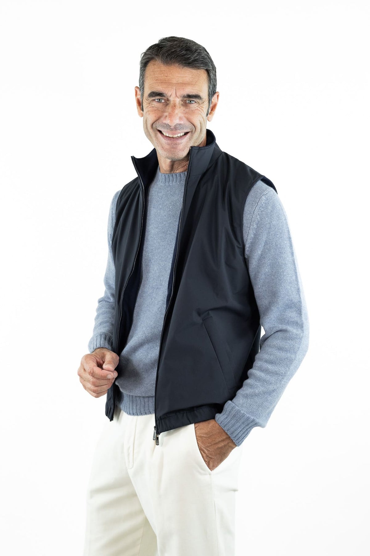 BRAMANI Gilet Light Microfibra Cashmere Blu