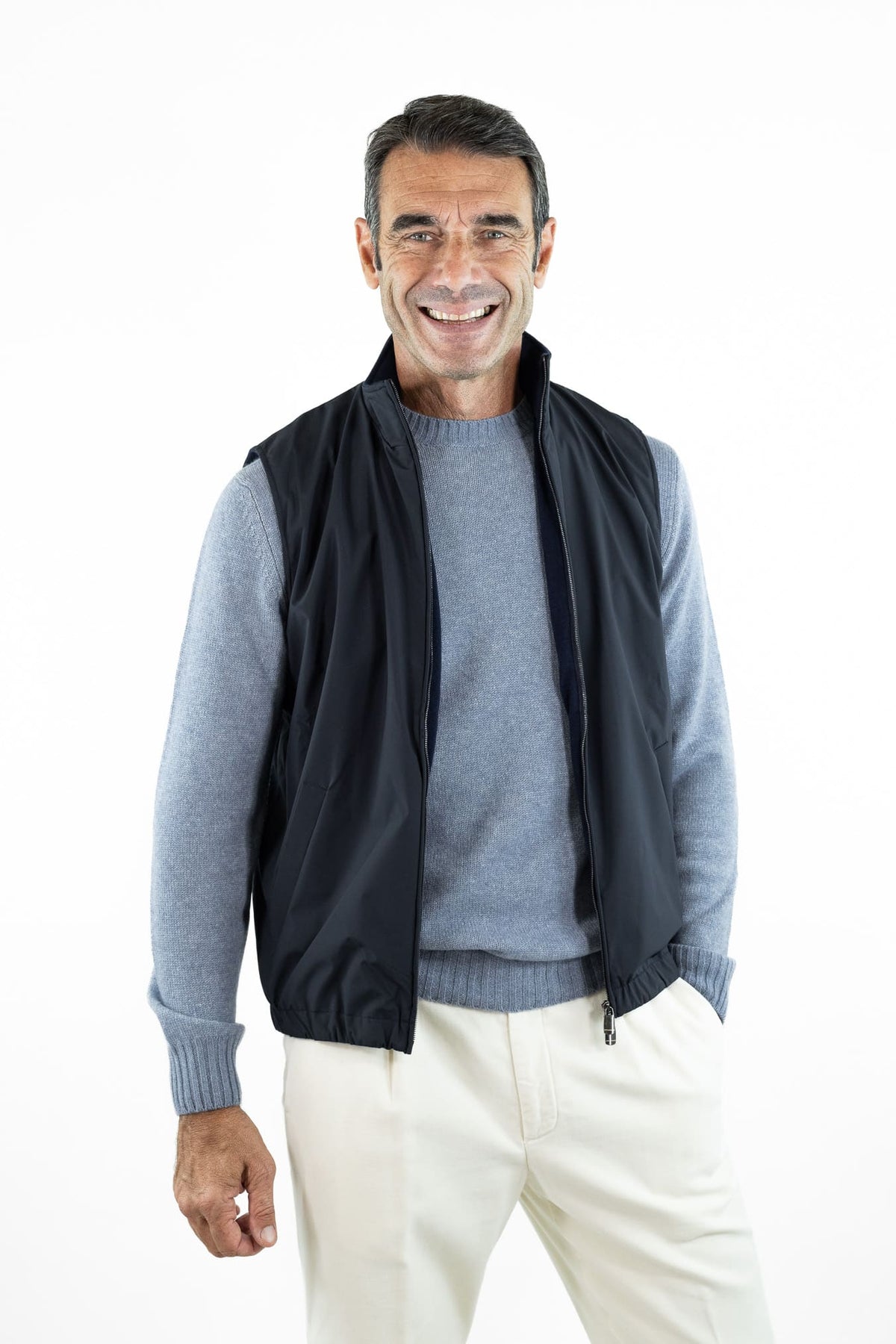 BRAMANI Gilet Light Microfibra Cashmere Blu