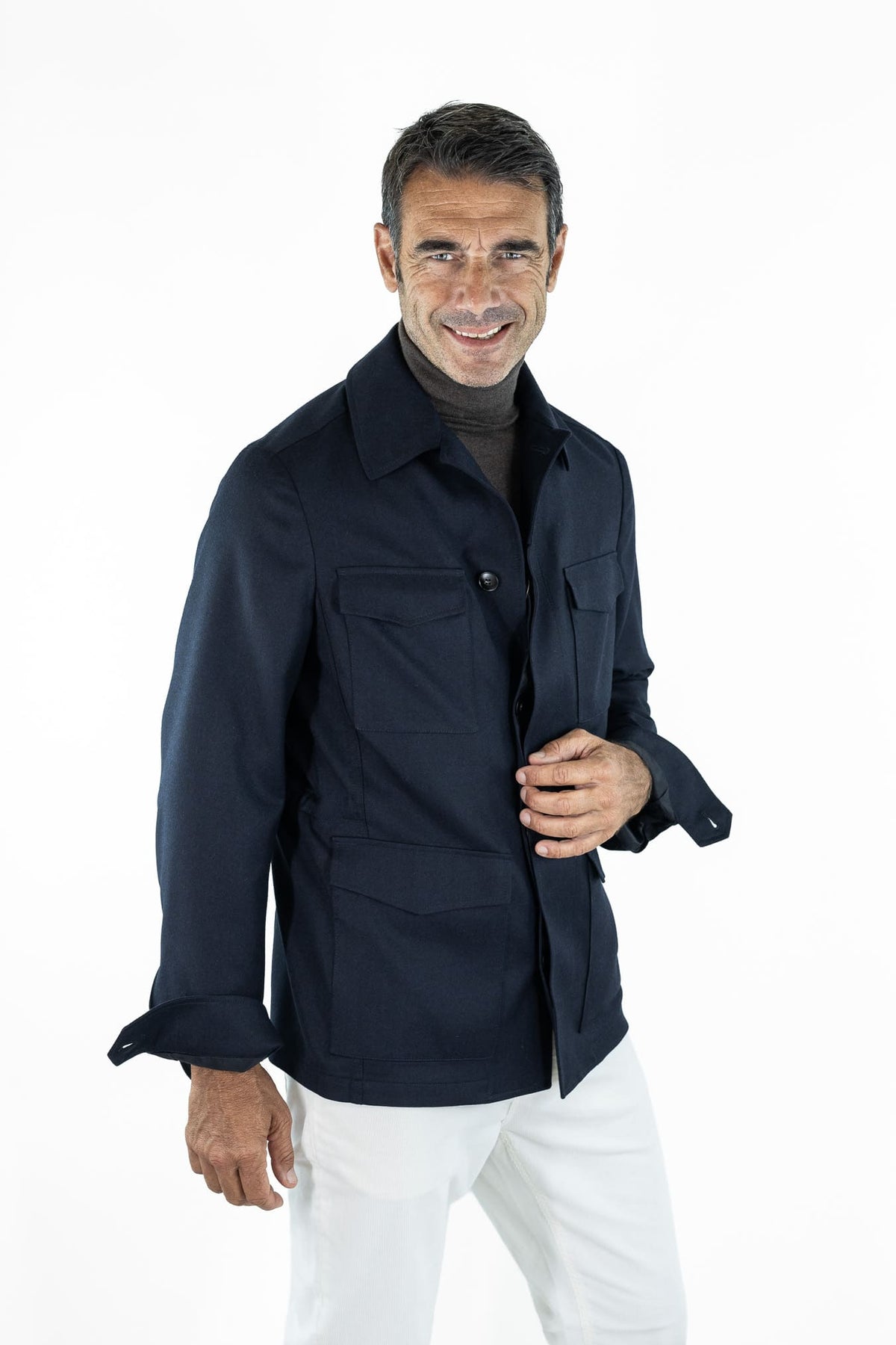 CANALI Field Jacket Impeccabile Lana Blu