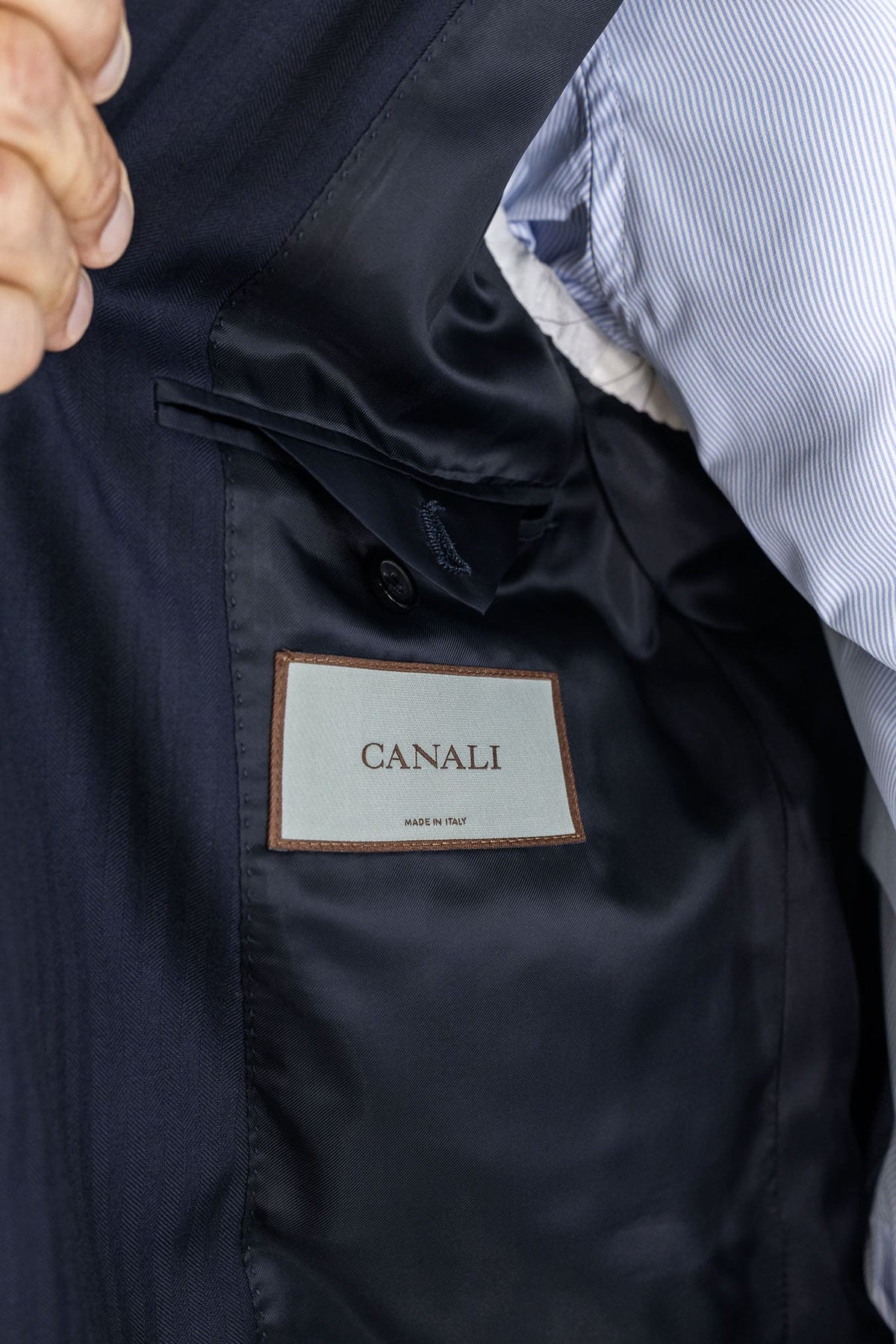 CANALI Abito Spigato Blu Scuro