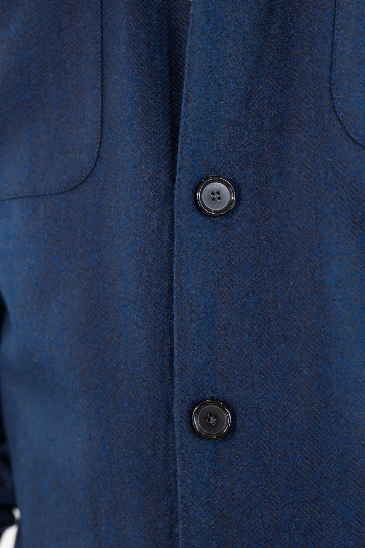 CESARE ATTOLINI Overshirt Spigata Tessuto Drapperia Lana Blu