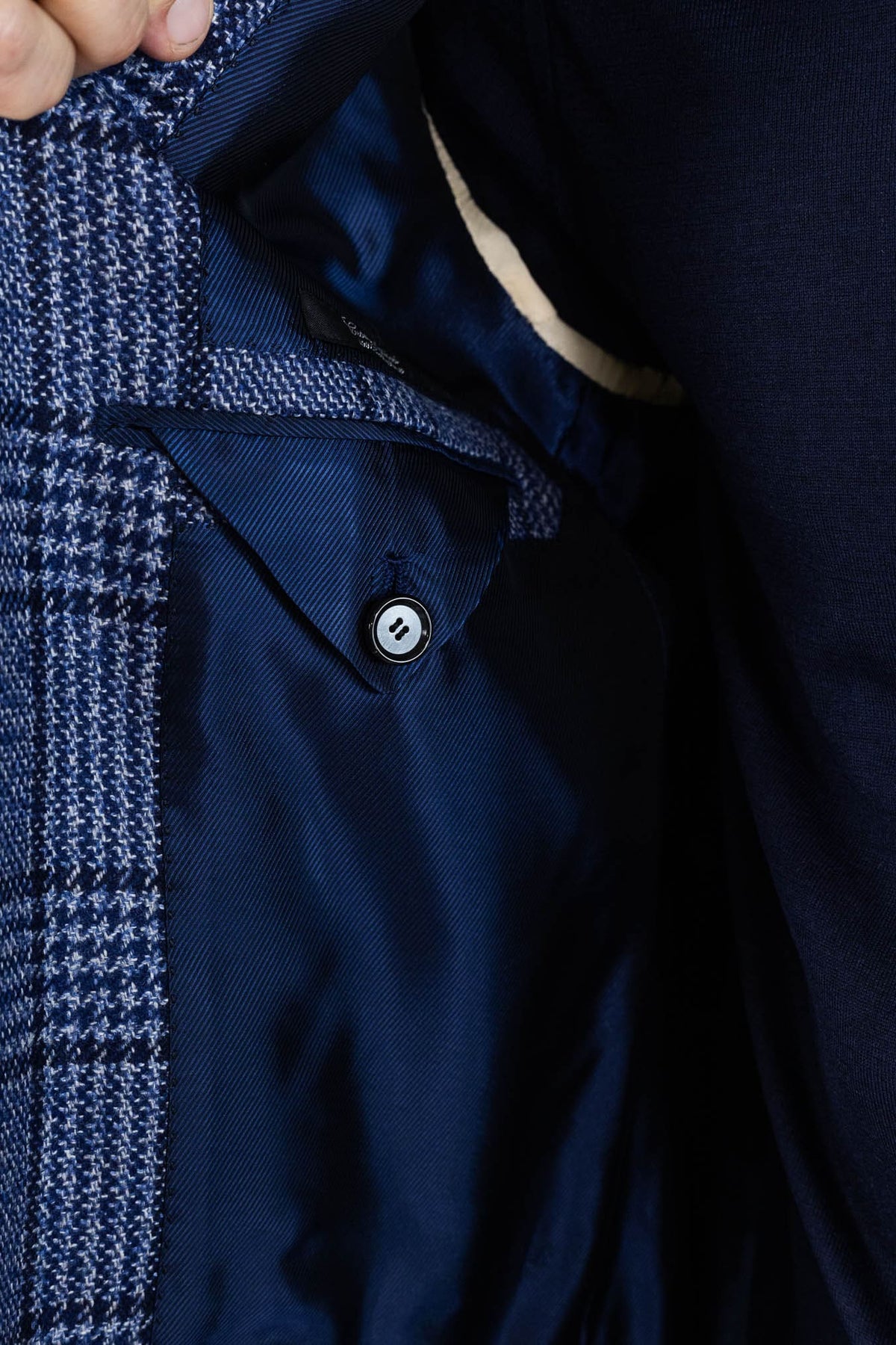 CESARE ATTOLINI Giacca Principe di Galles Cashmere Blu