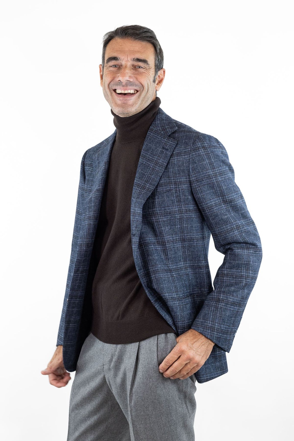 CESARE ATTOLINI Giacca Check Blu Moro Cesare Attolini
