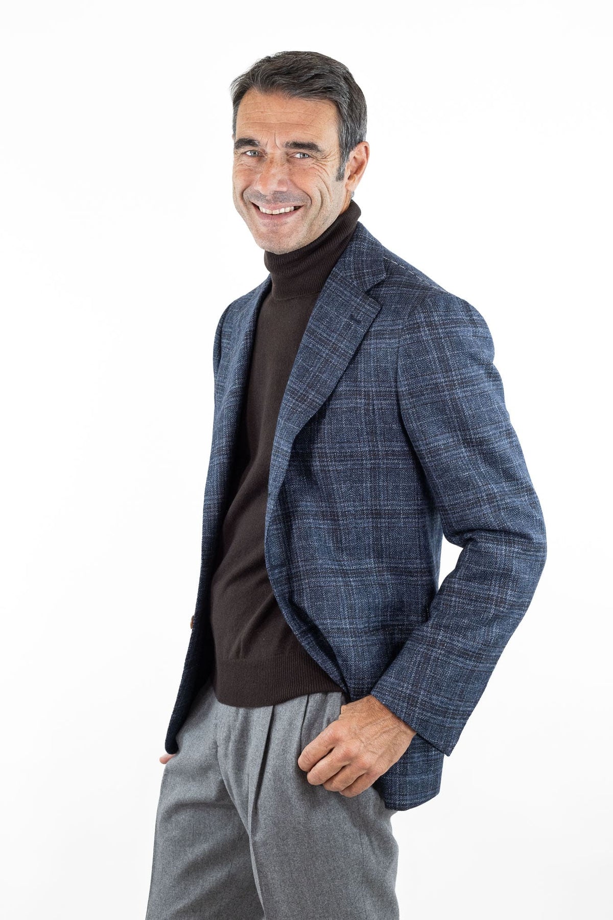 CESARE ATTOLINI Giacca Check Blu Moro Cesare Attolini