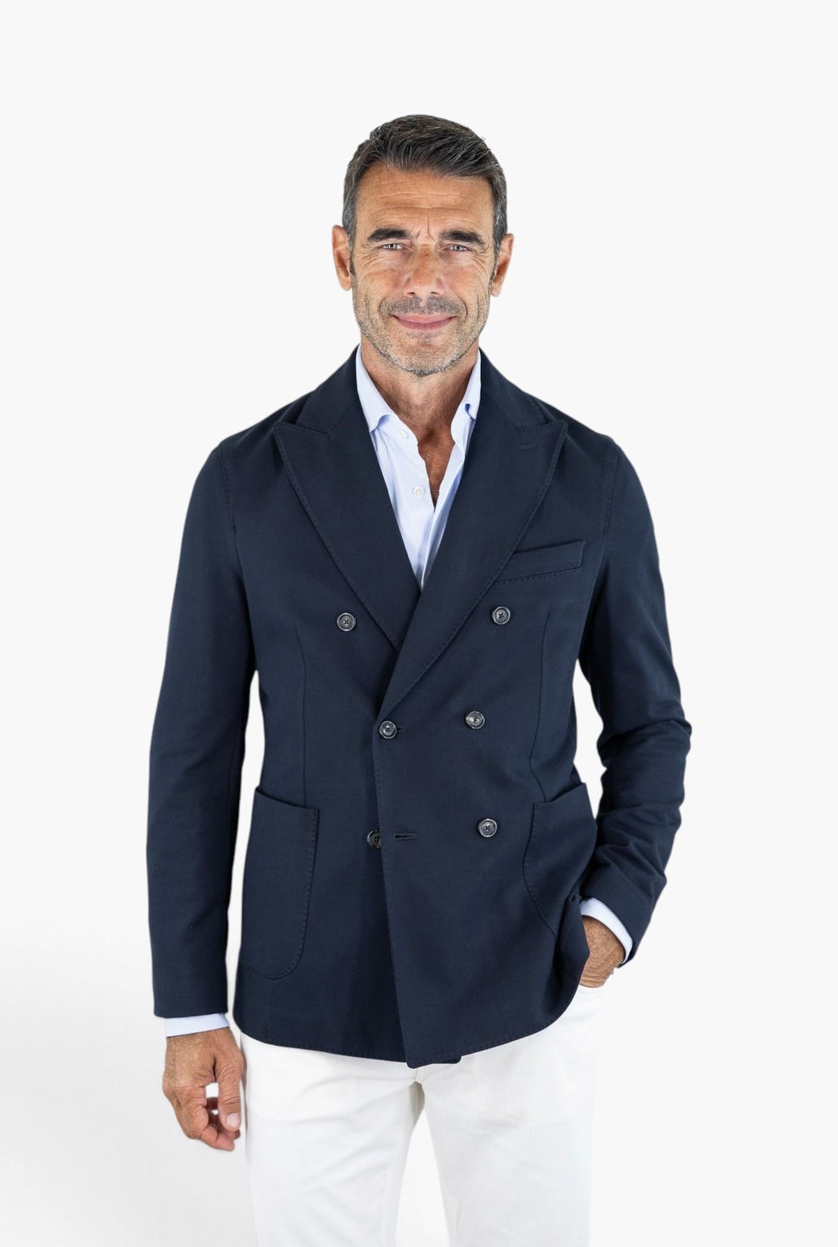 CIRCOLO 1901 Giacca Doppiopetto Jersey Cotone Blu Notte