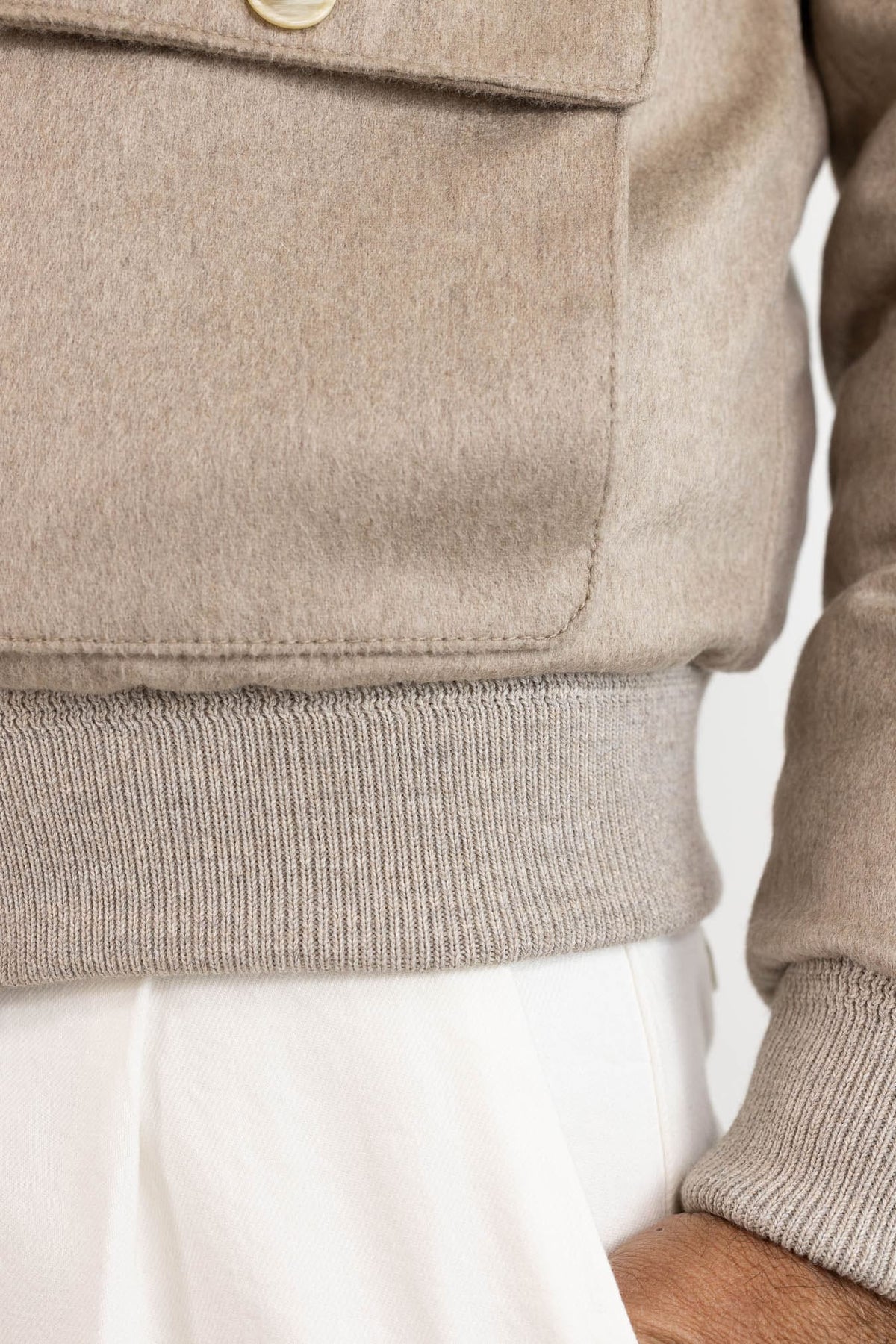 CONTRASTWAY Bomber "Bugatti" Cashmere Piuma D'Oca Beige