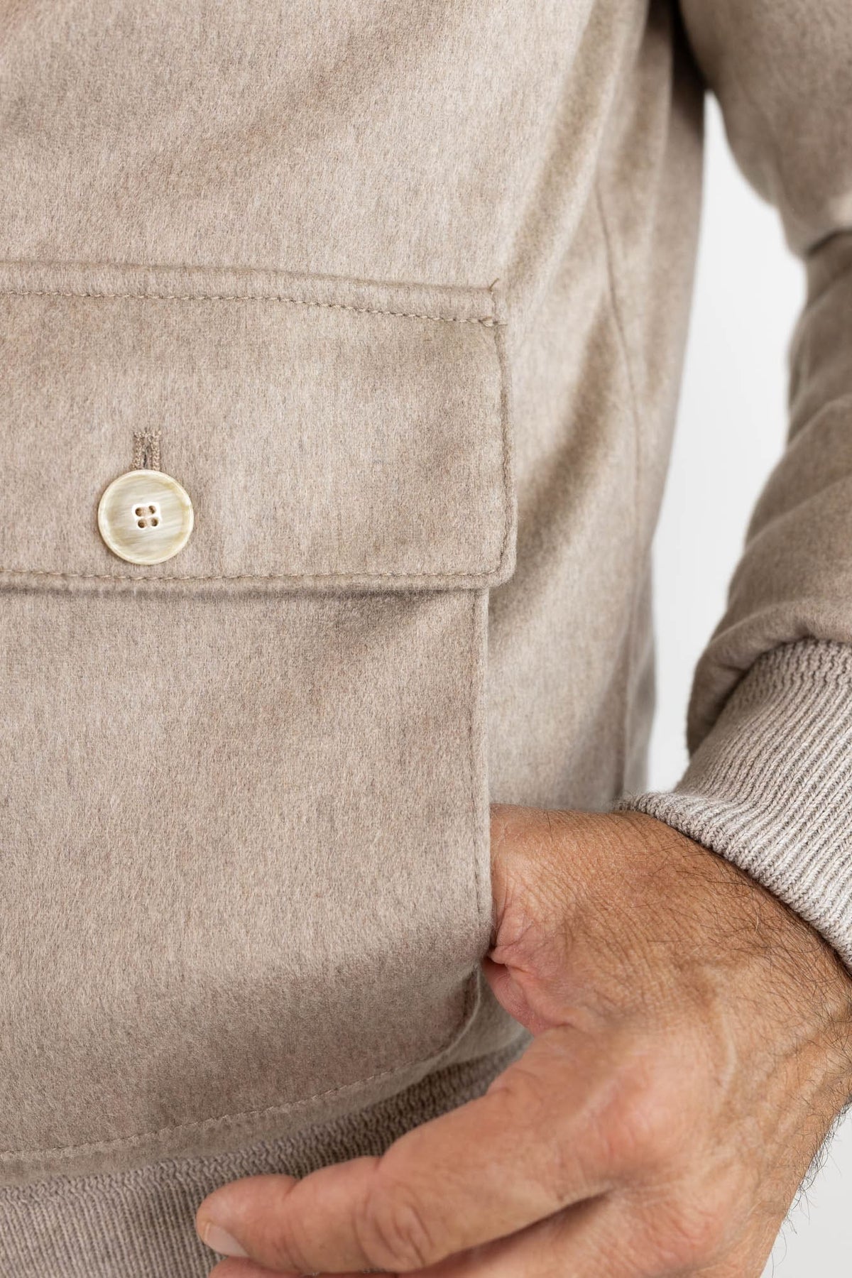 CONTRASTWAY Bomber "Bugatti" Cashmere Piuma D'Oca Beige