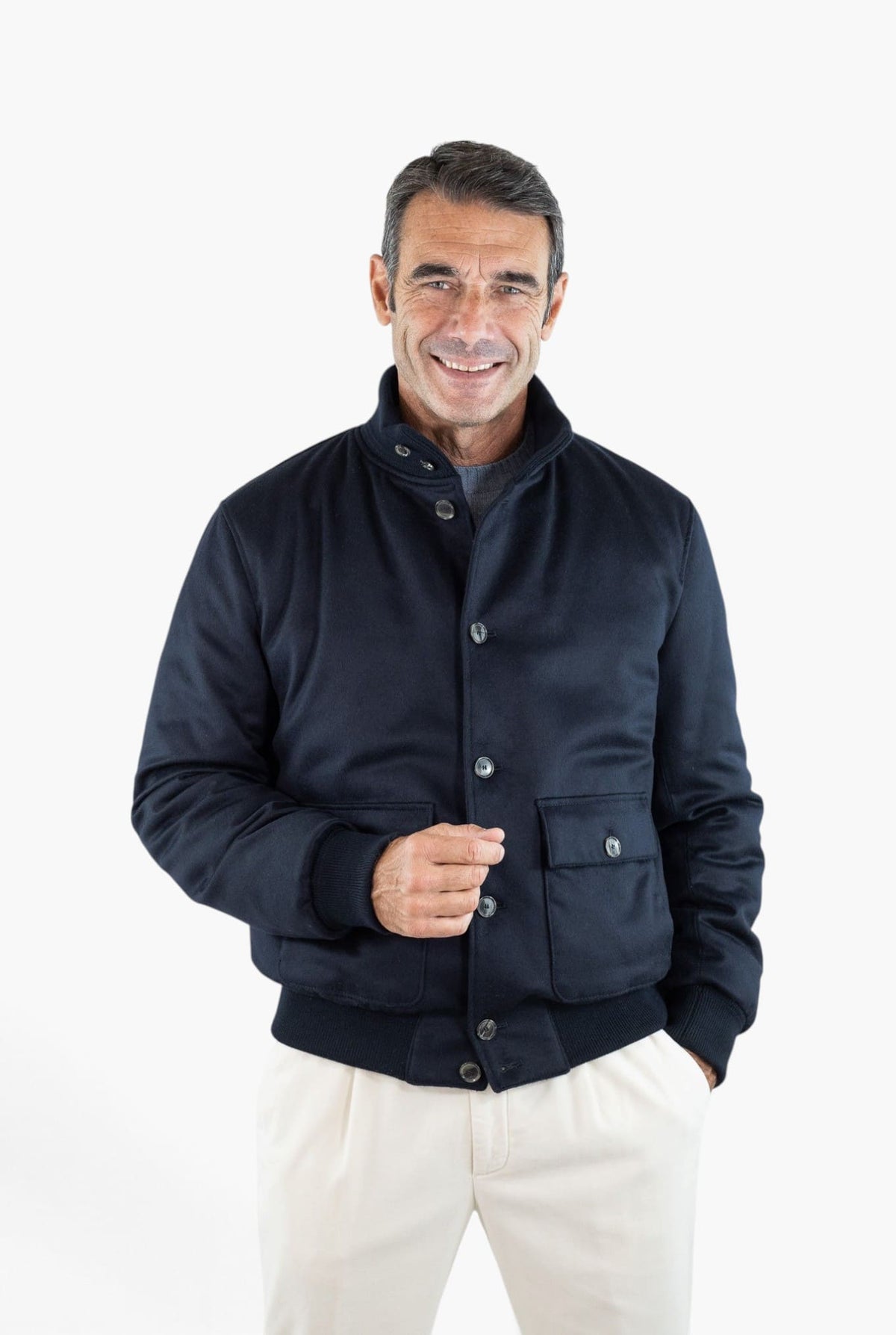 CONTRASTWAY Bomber "Bugatti" Cashmere Piuma D'Oca Blu
