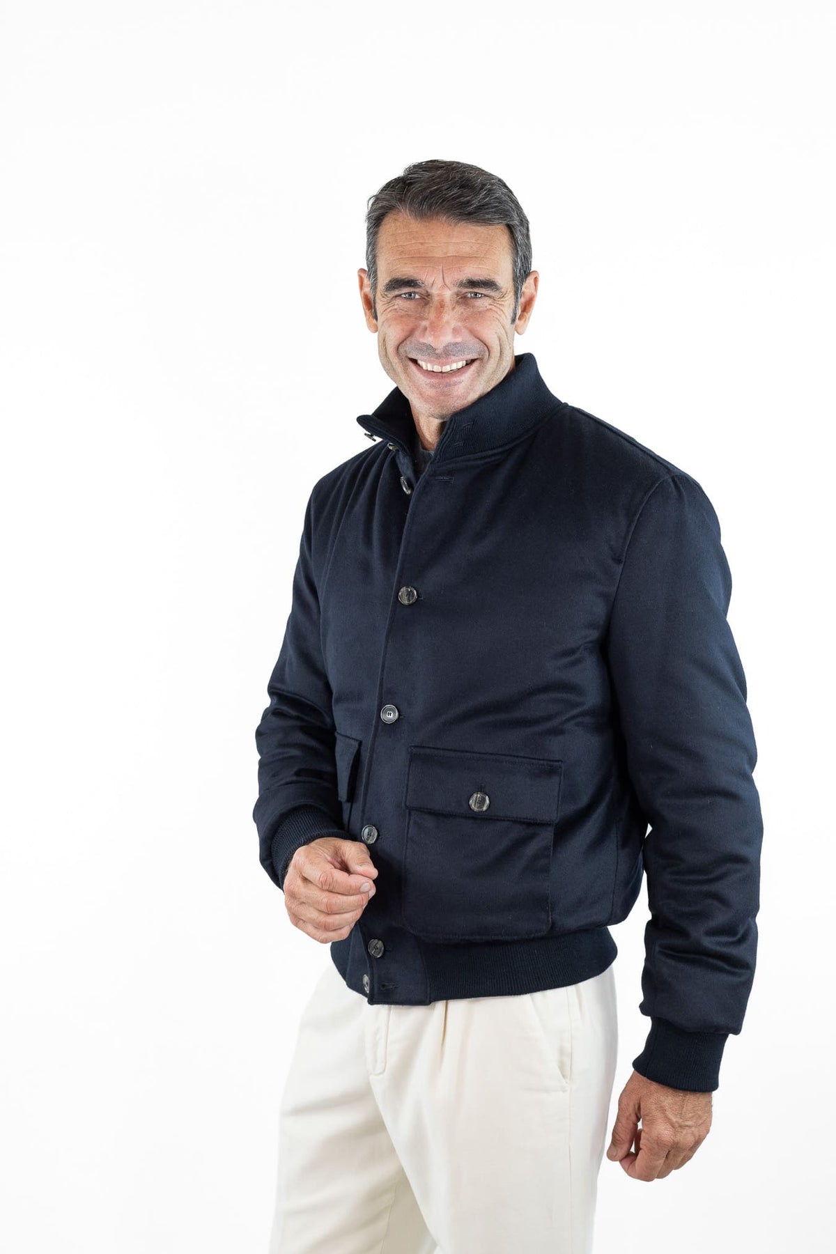 CONTRASTWAY Bomber "Bugatti" Cashmere Piuma D'Oca Blu