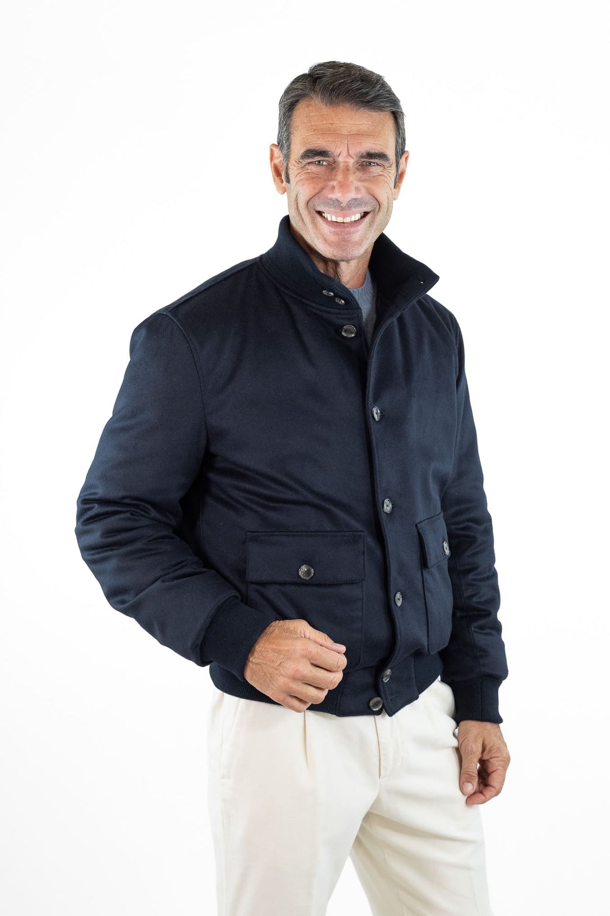 CONTRASTWAY Bomber "Bugatti" Cashmere Piuma D'Oca Blu