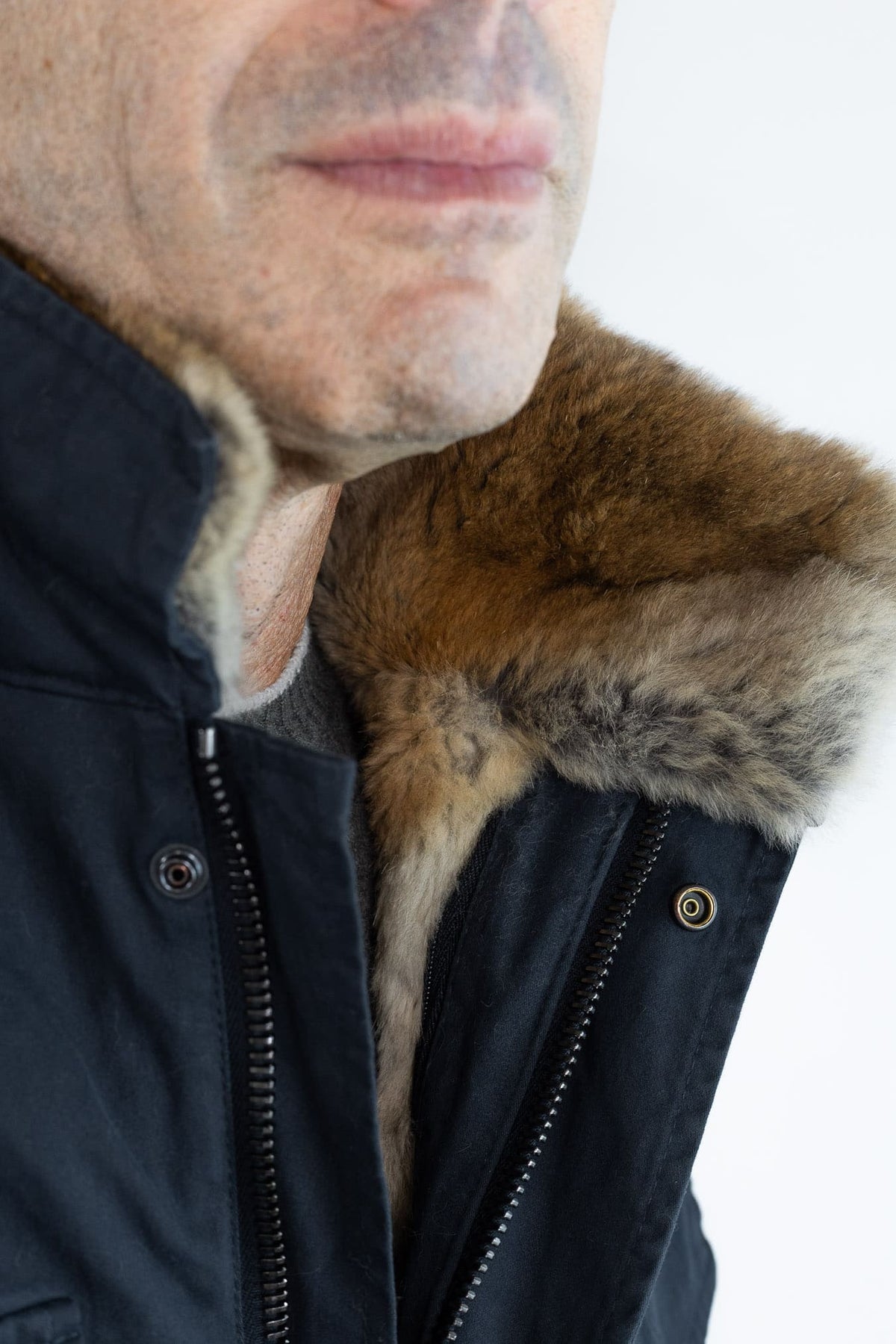 DRUMOHR Field Jacket Cotone Blu con Lapin Removibile