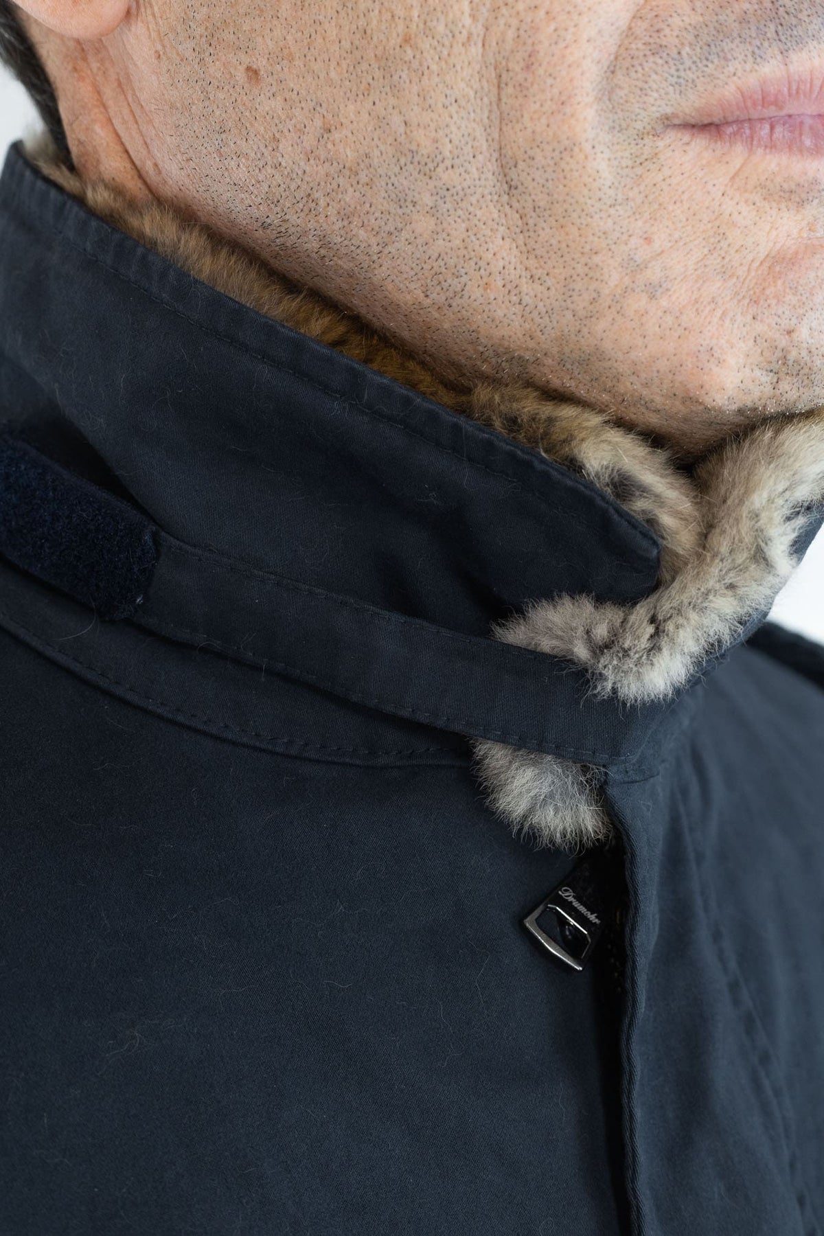 DRUMOHR Field Jacket Cotone Blu con Lapin Removibile
