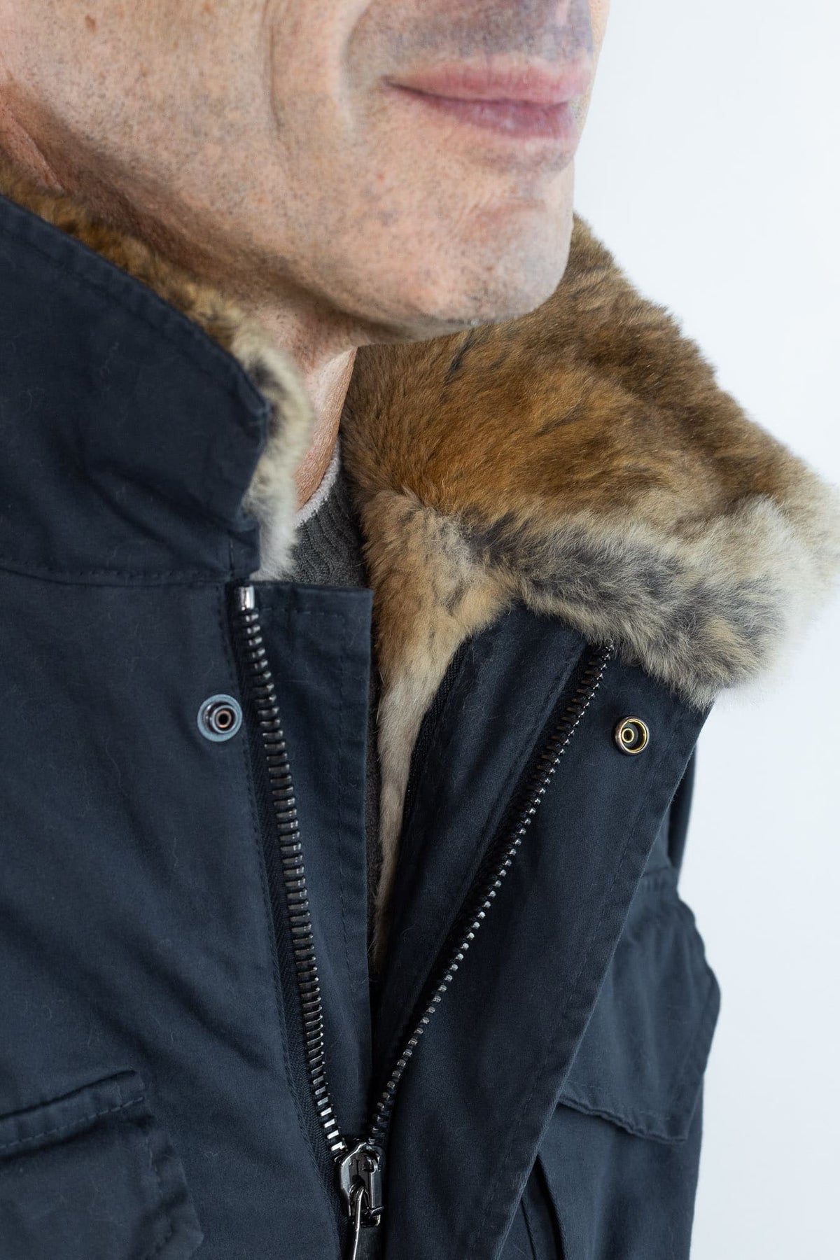 DRUMOHR Field Jacket Cotone Blu con Lapin Removibile