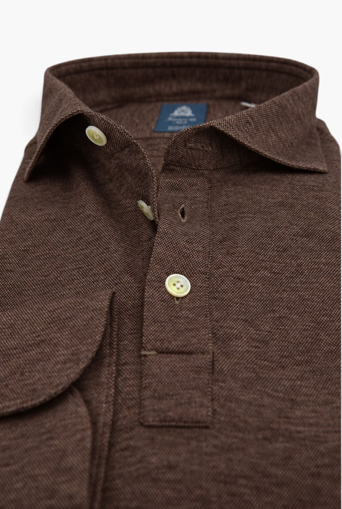 FINAMORE Polo "Orlando" Jersey Cotone Cashmere Moro