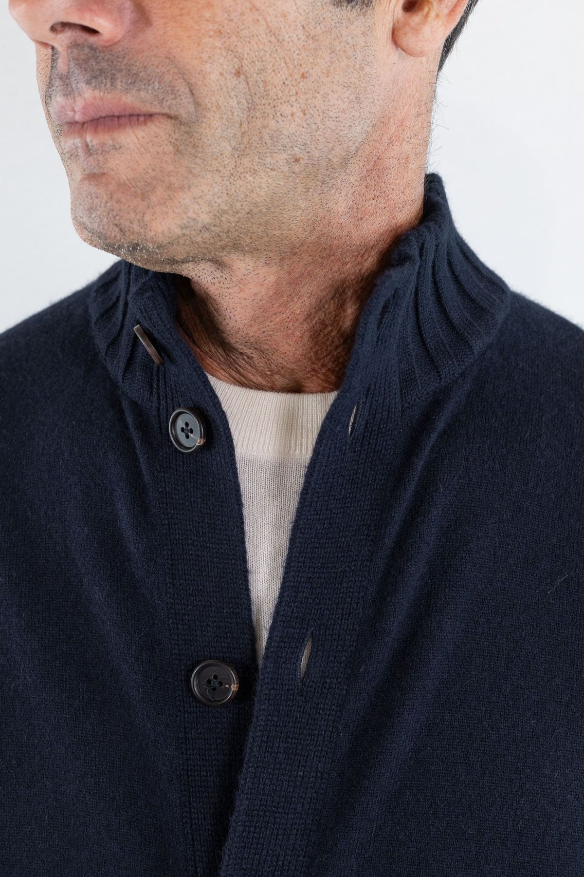 FIORONI Bomber Maglia Cashmere "Duvet" Blu Navy