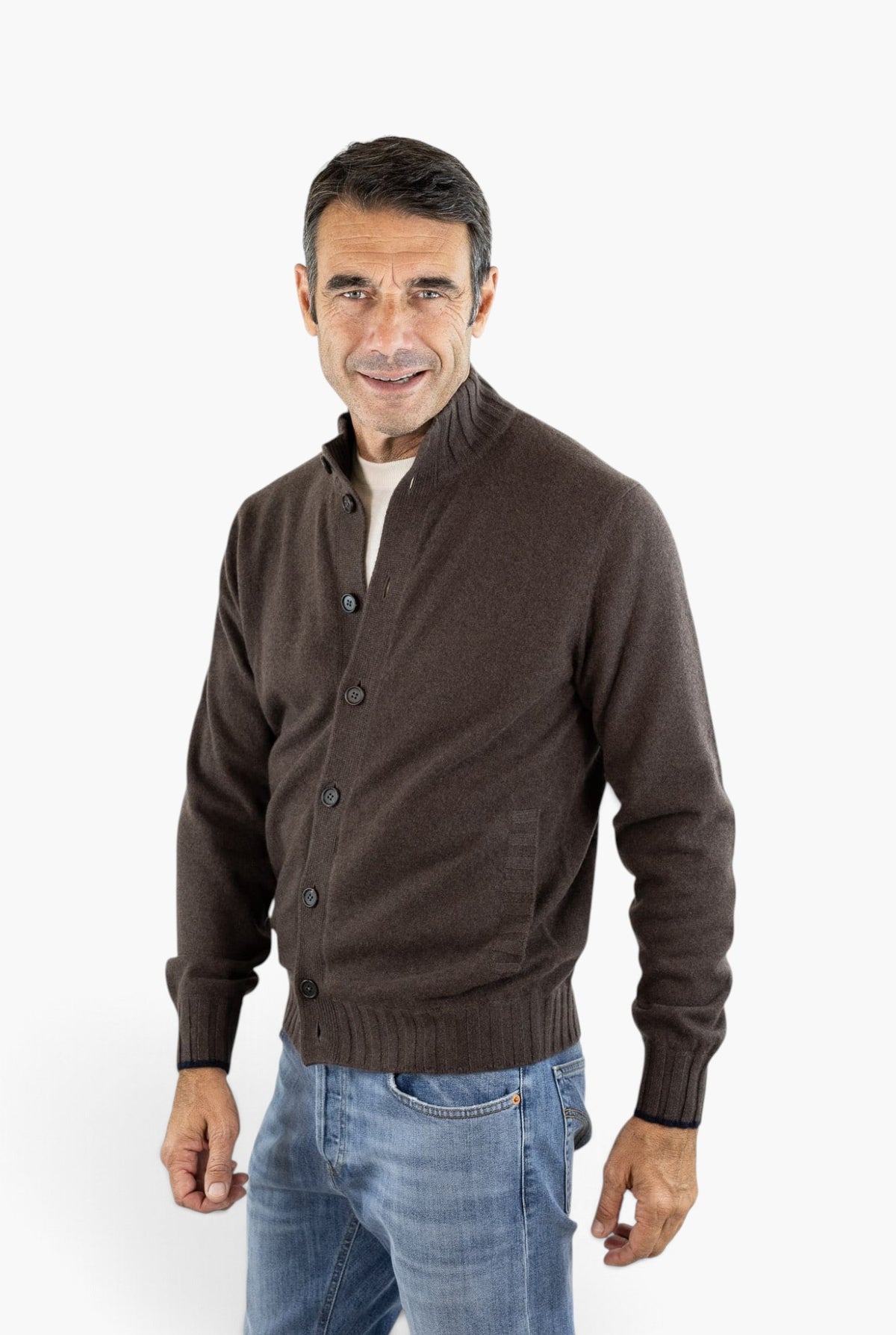 FIORONI Bomber Maglia Cashmere "Duvet" Moro
