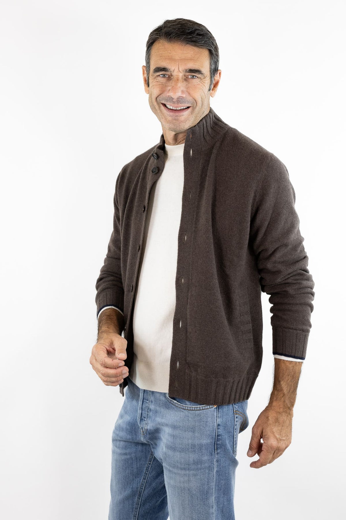 FIORONI Bomber Maglia Cashmere "Duvet" Moro