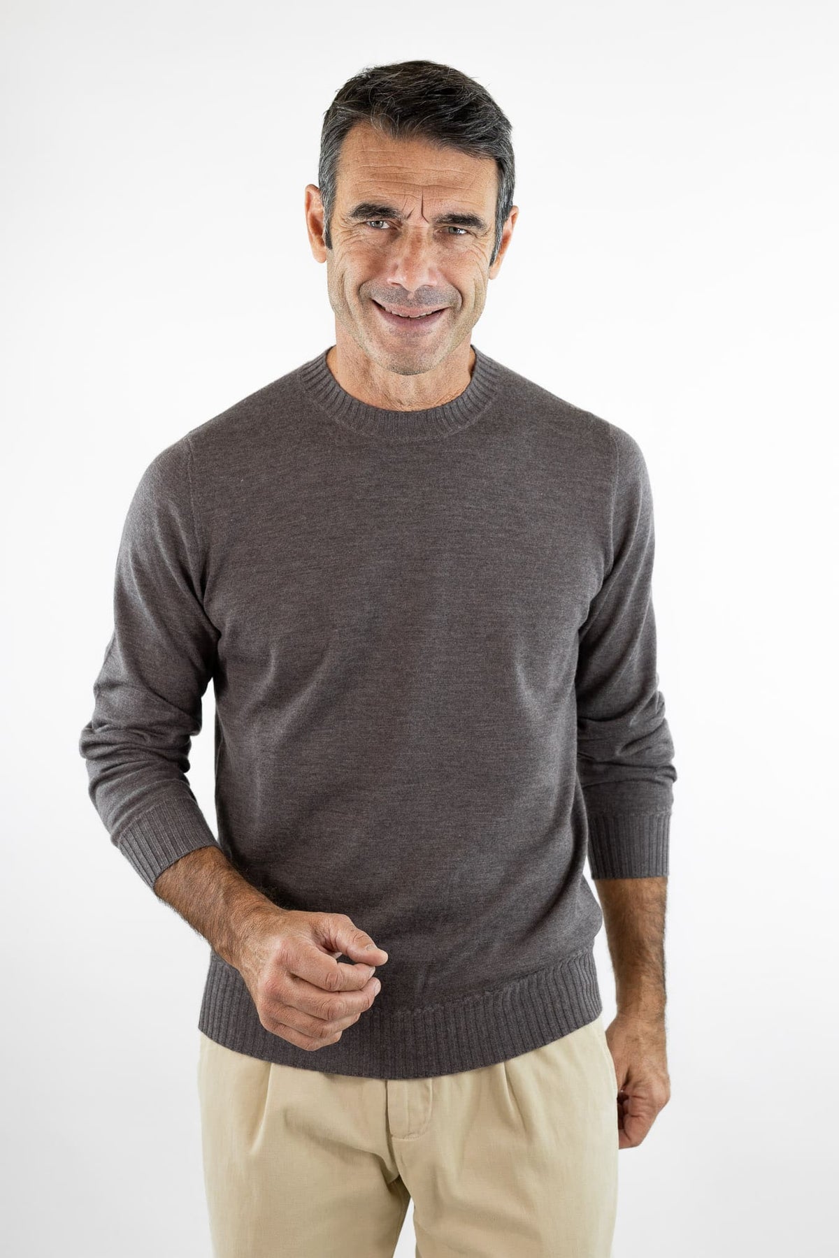 FIORONI Girocollo Cashmere Ultralight "Year Round" Tortora