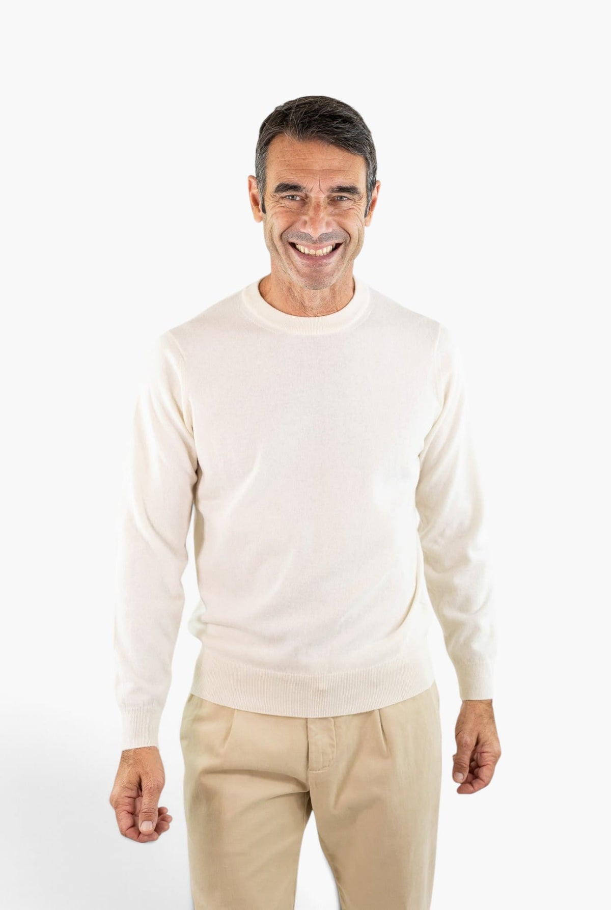 FIORONI Girocollo Baby Cashmere Bianco Panna