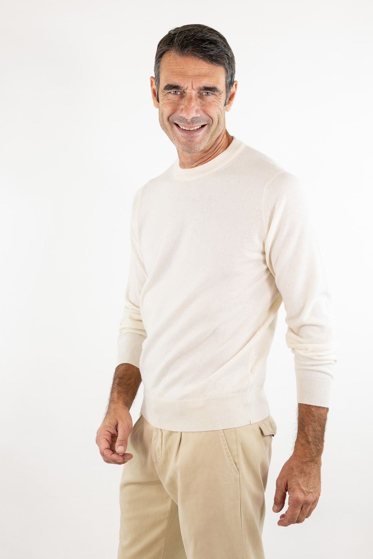 FIORONI Girocollo Baby Cashmere Bianco Panna