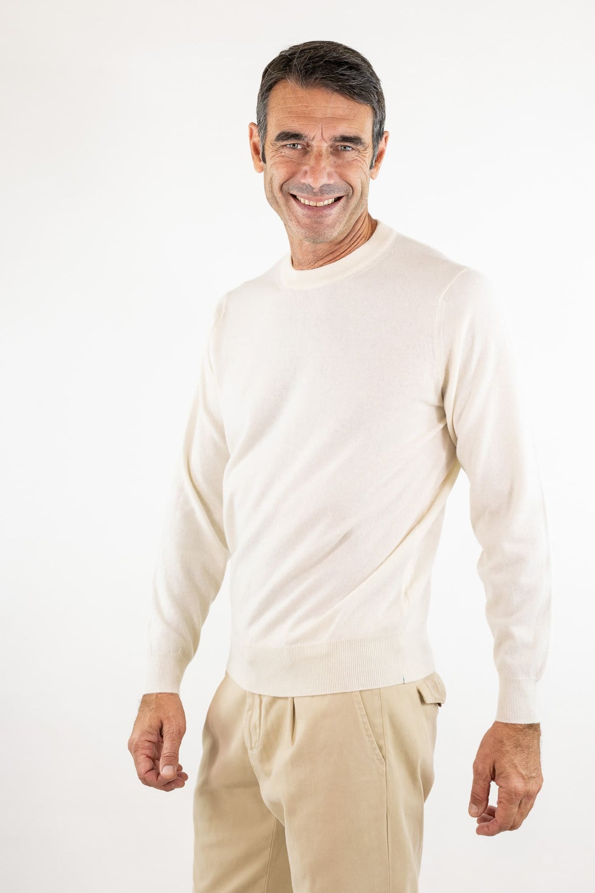 FIORONI Girocollo Baby Cashmere Bianco Panna