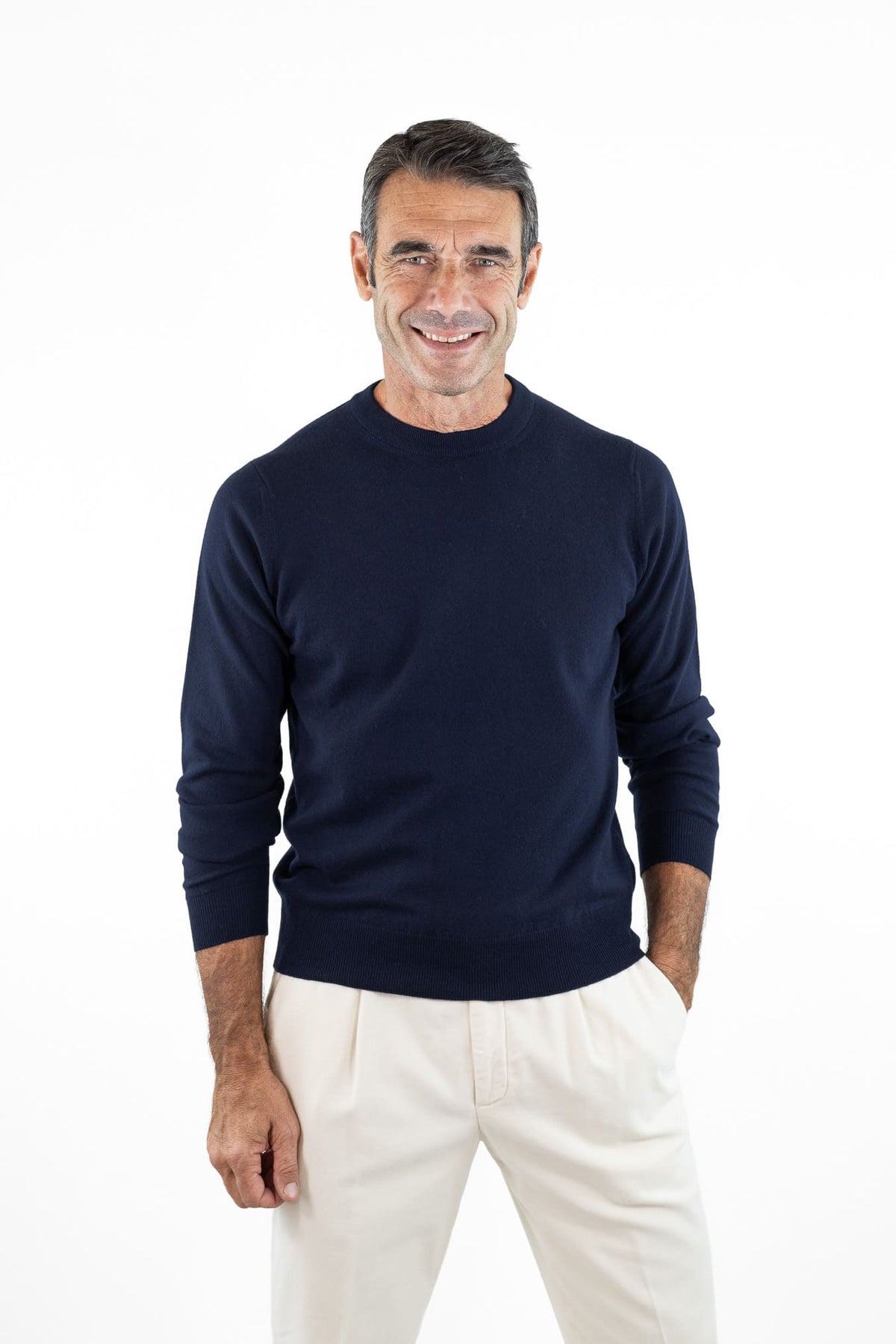 FIORONI Girocollo Baby Cashmere Blu Navy