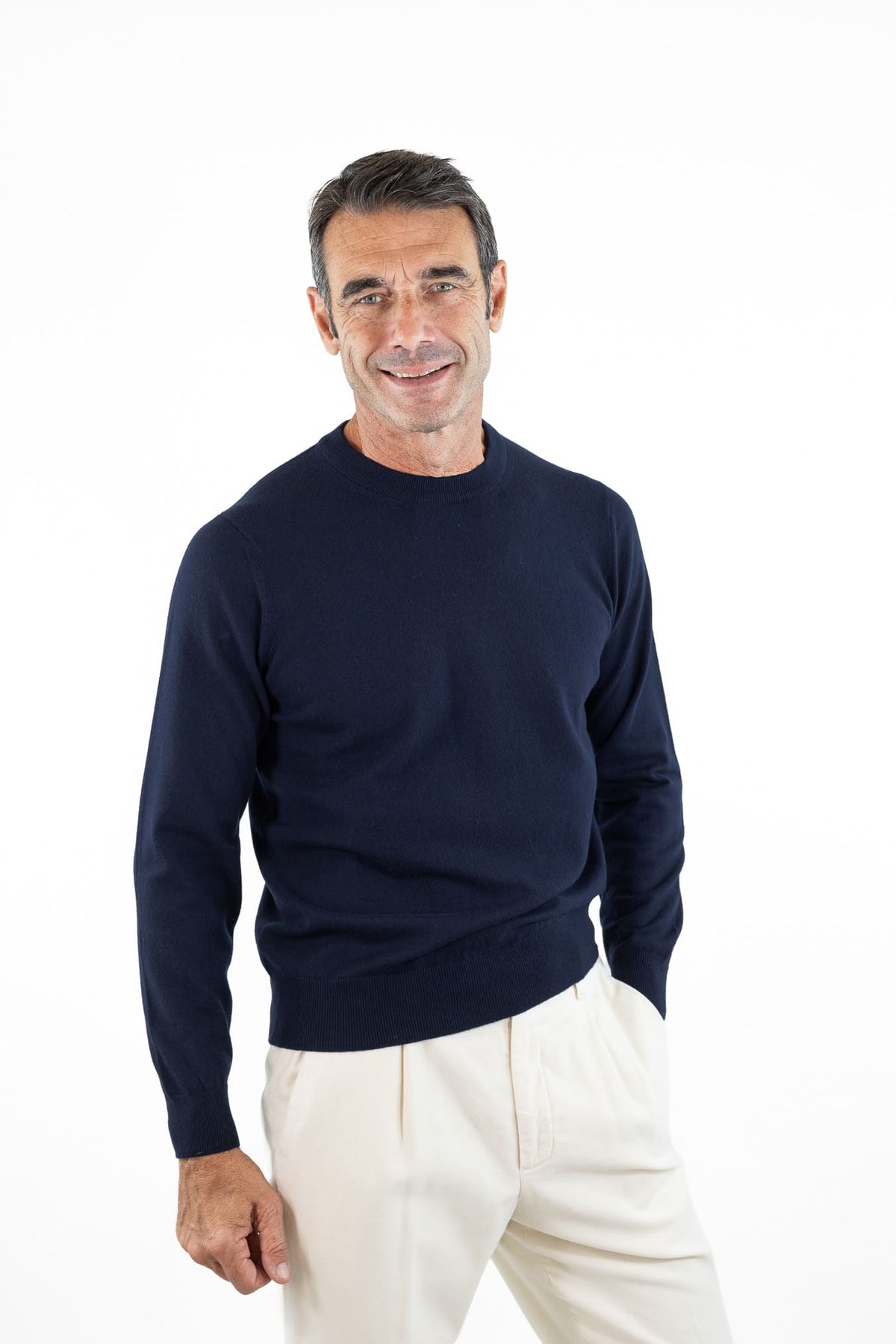FIORONI Girocollo Baby Cashmere Blu Navy