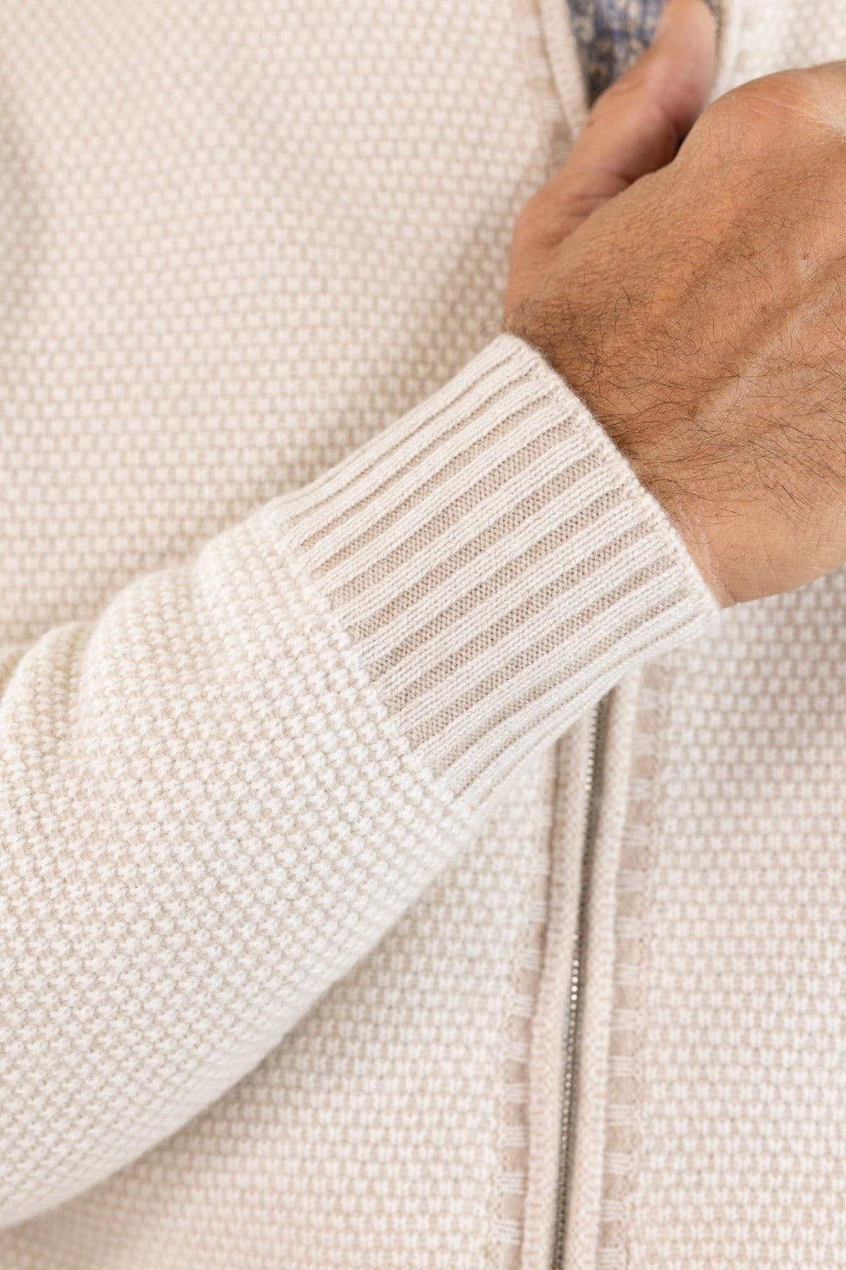 FIORONI Bomber Full Zip Cashmere Bianco Panna