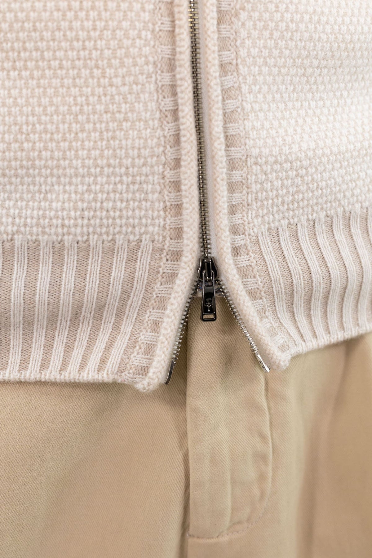 FIORONI Bomber Full Zip Cashmere Bianco Panna