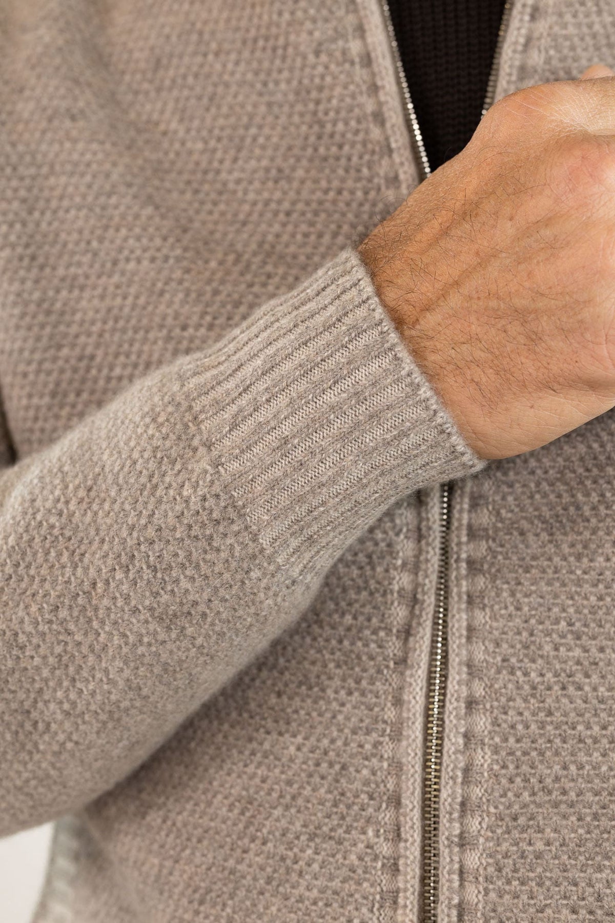 FIORONI Bomber Full Zip Cashmere Tortora