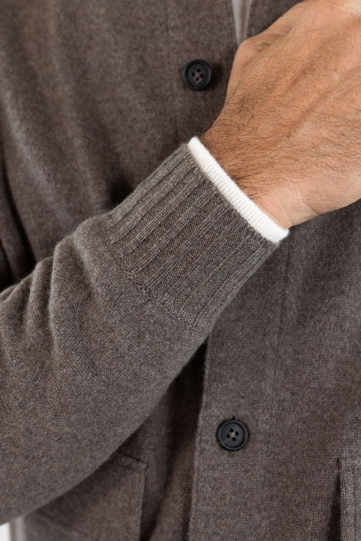 FIORONI Bomber Maglia Peruviano Cashmere Tortora