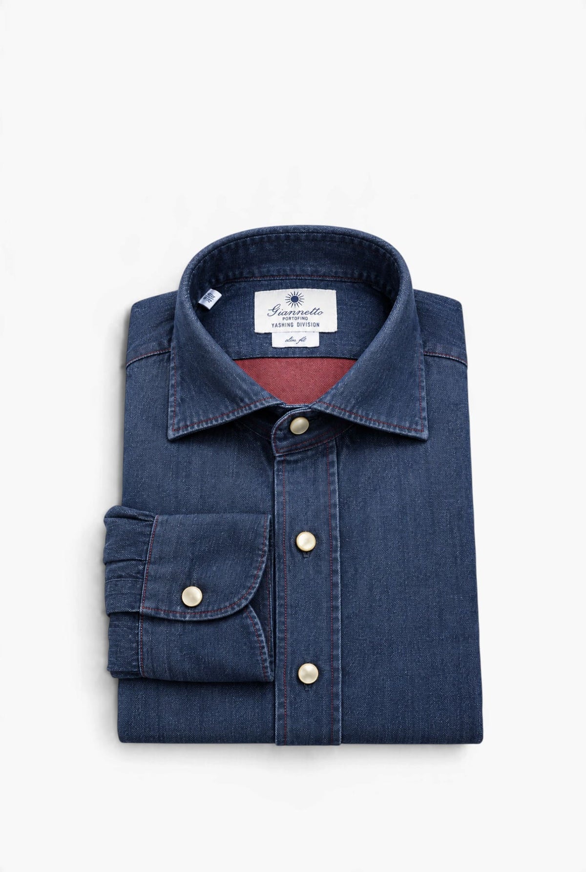 GIANNETTO PORTOFINO camcia in denim effetto solaro