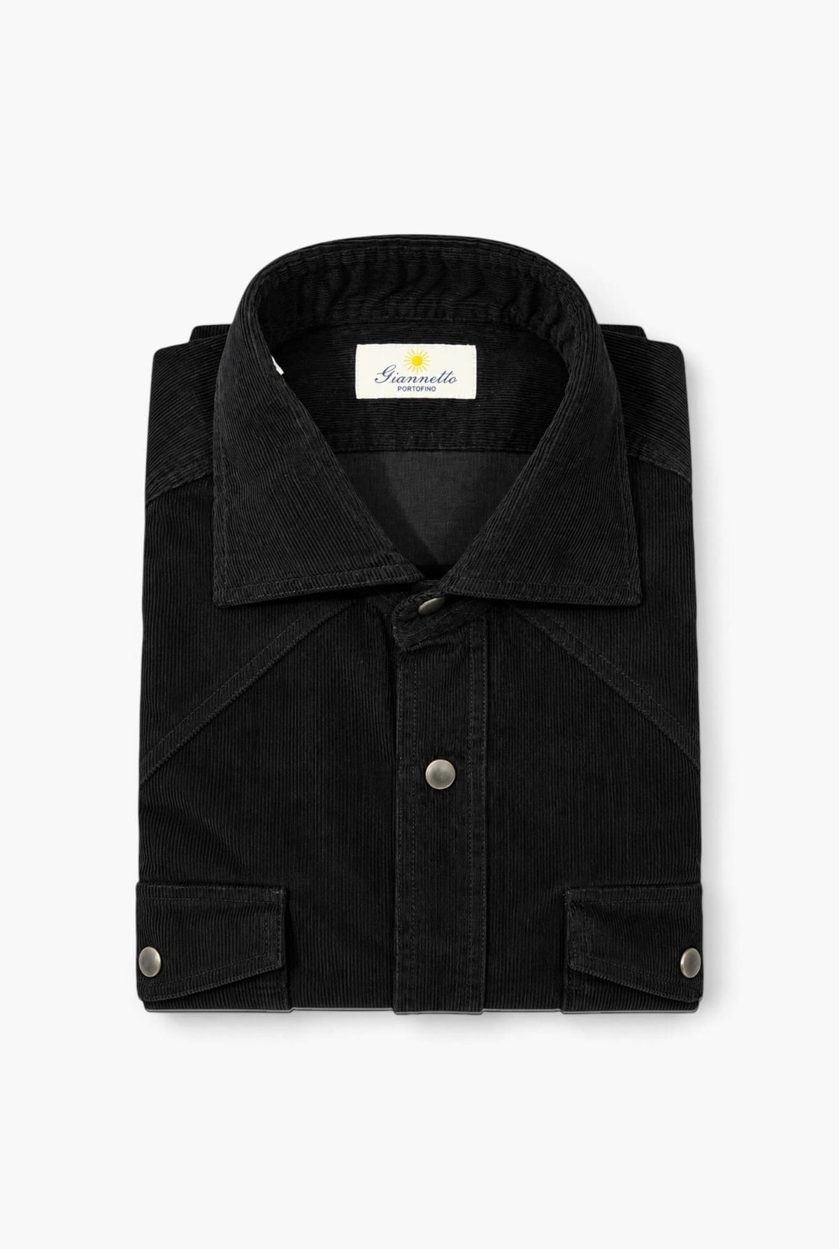 GIANNETTO PORTOFINO Camicia Velluto Sand Washed Nero